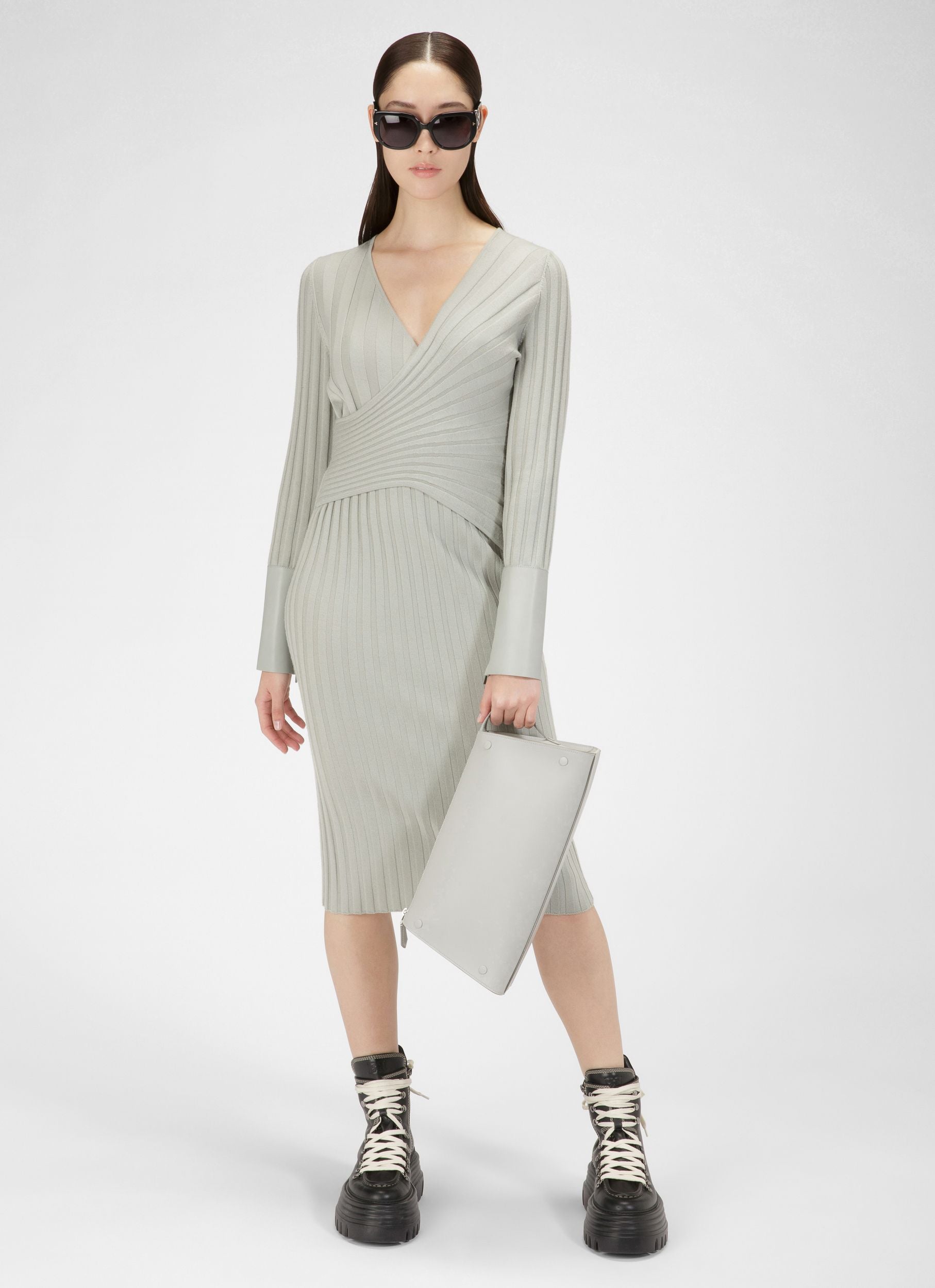 Robe En Laine Et Cachemire Mélangés En Gris - Femme - Bally - 05