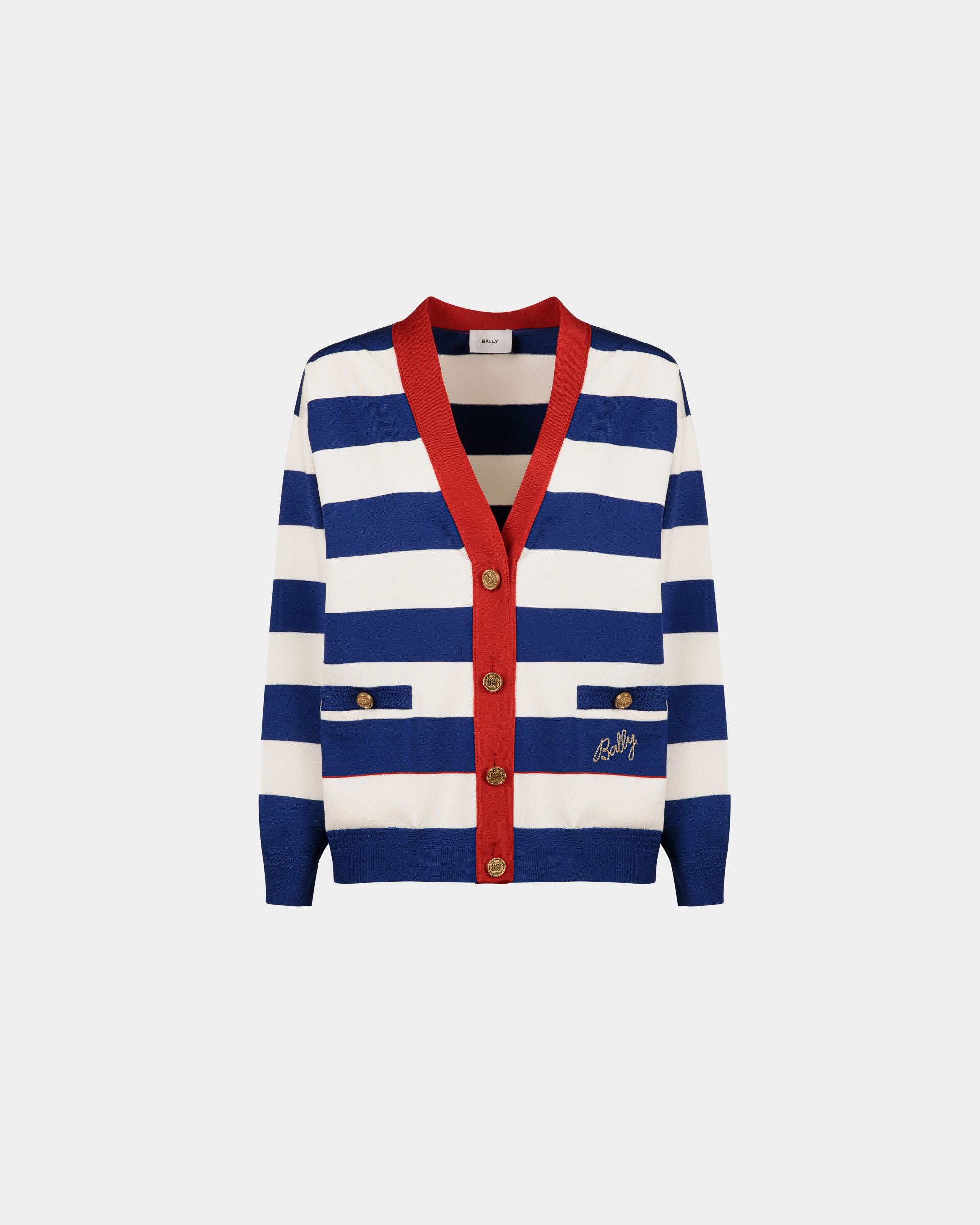 Cardigan À Rayures Bleu Et Blanc - Femme - Bally - 01