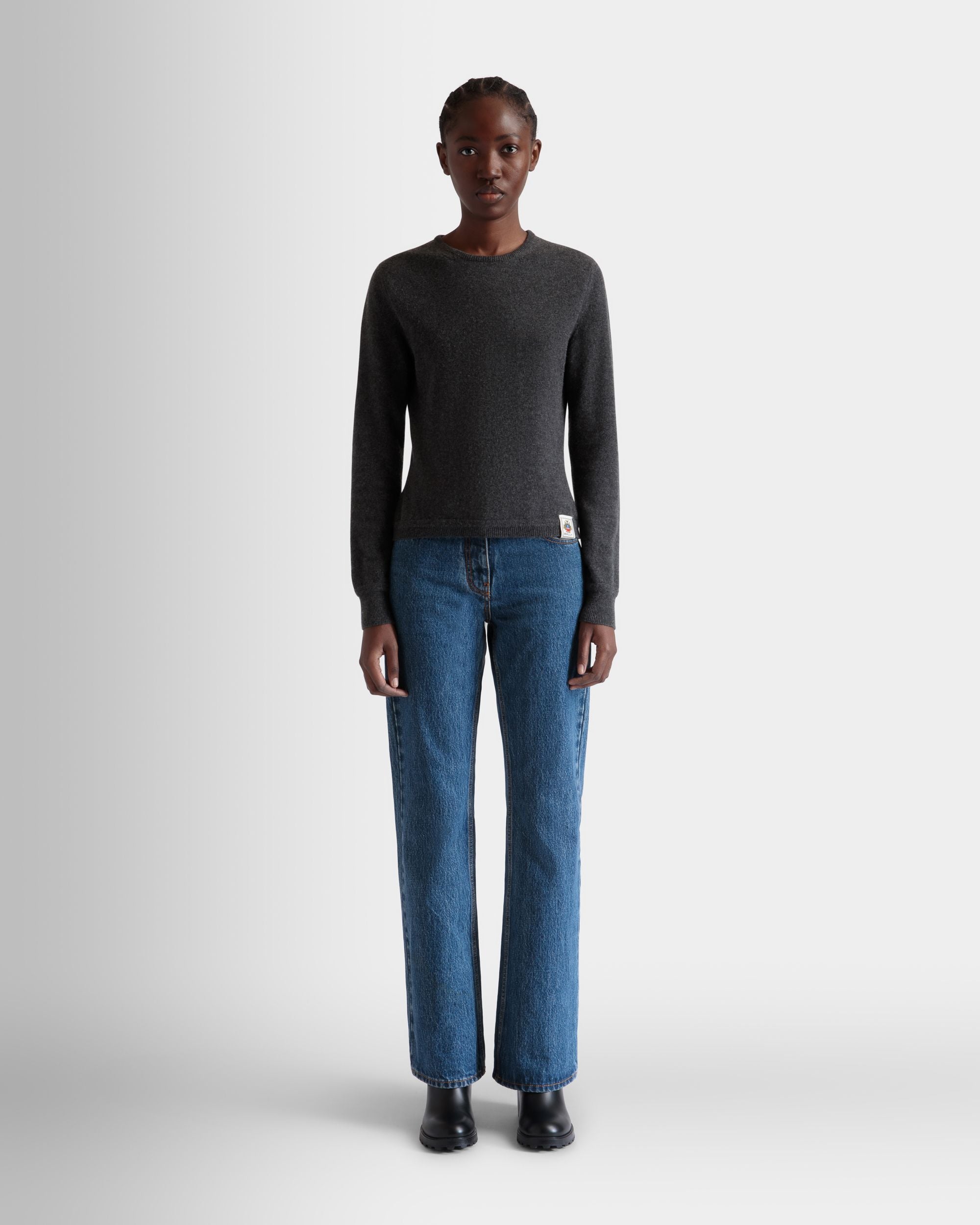 Top En Maille À Manches Longues En Cachemire Dark Grey - Femme - Bally - 02