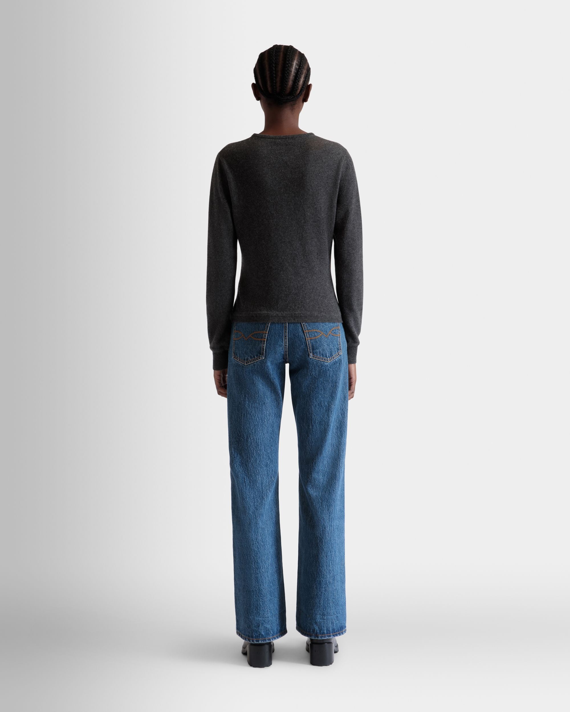 Top En Maille À Manches Longues En Cachemire Dark Grey - Femme - Bally - 07