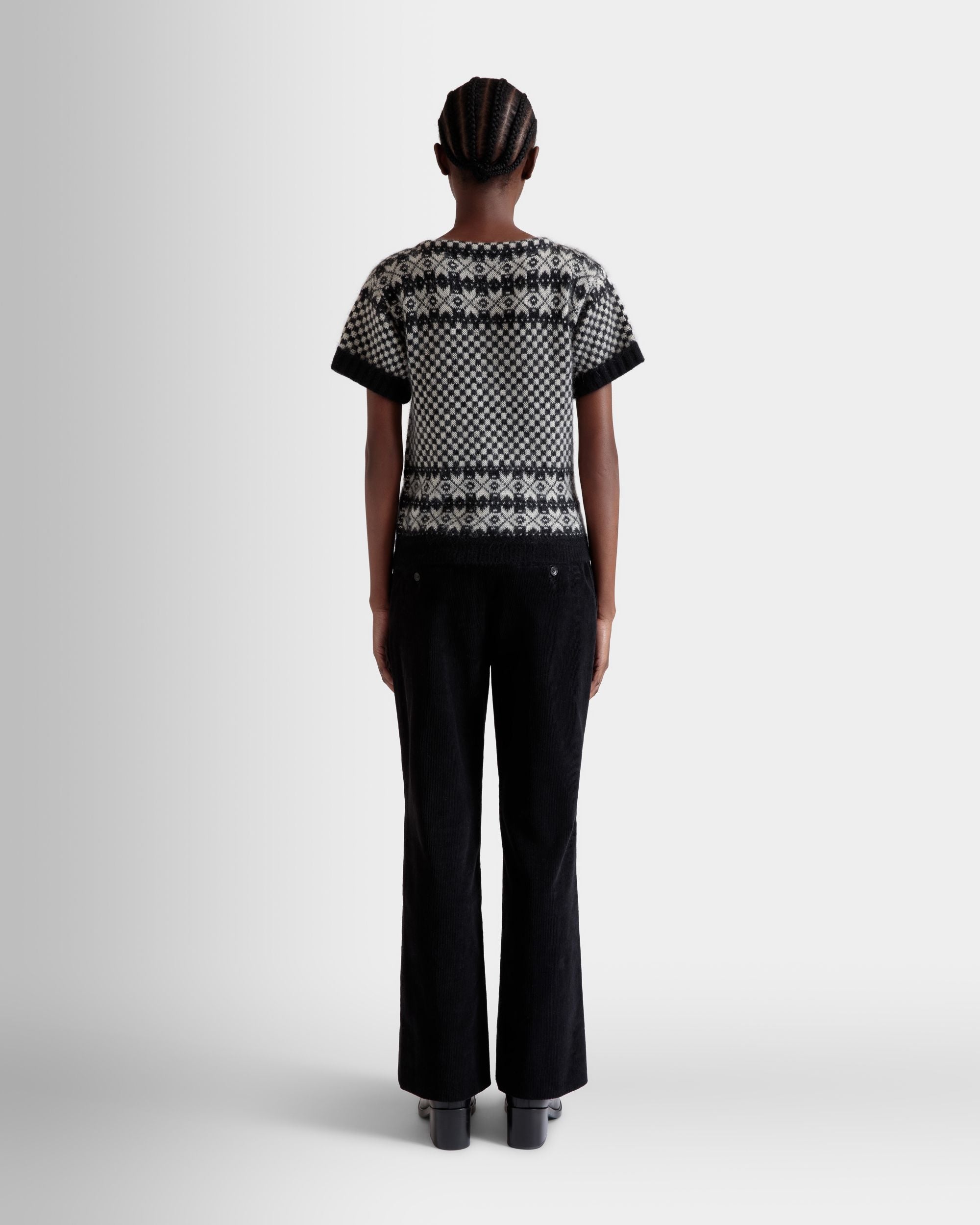 Knit Top In Black And White Mohair And Silk - Femme - Bally - 06
