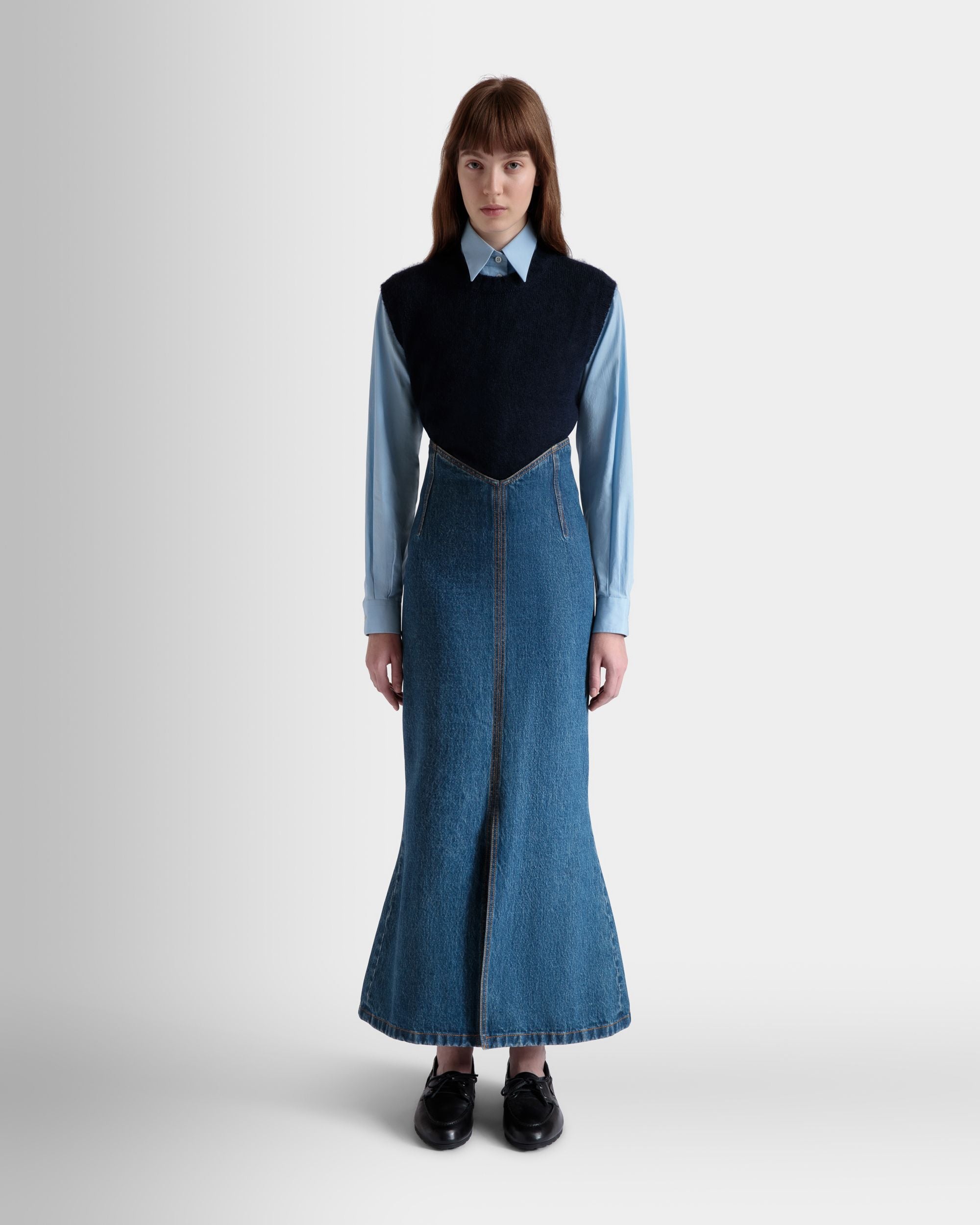 Gilet En Maille De Mohair Et Soie Navy Blue - Femme - Bally - 02