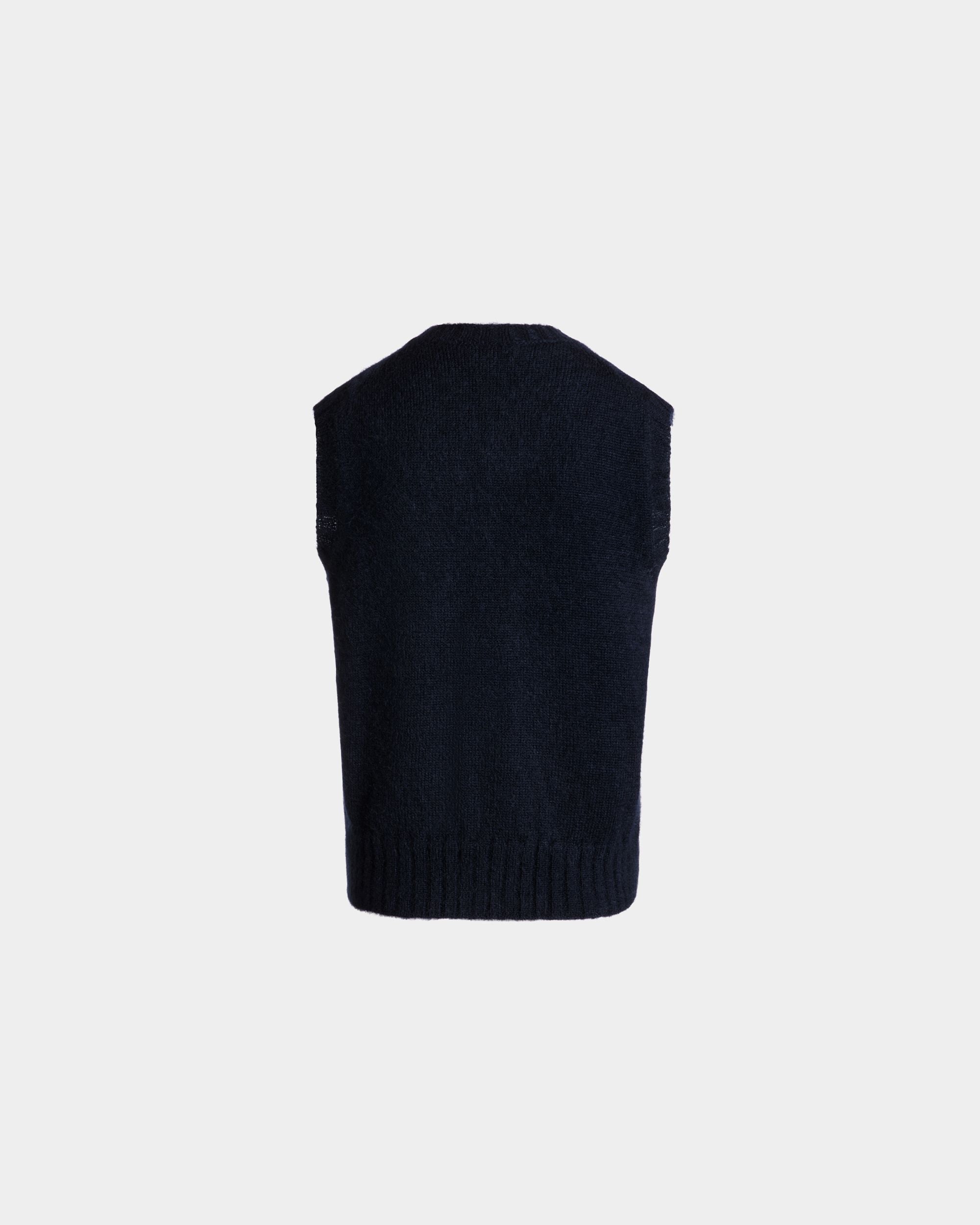 Gilet En Maille De Mohair Et Soie Navy Blue - Femme - Bally - 07