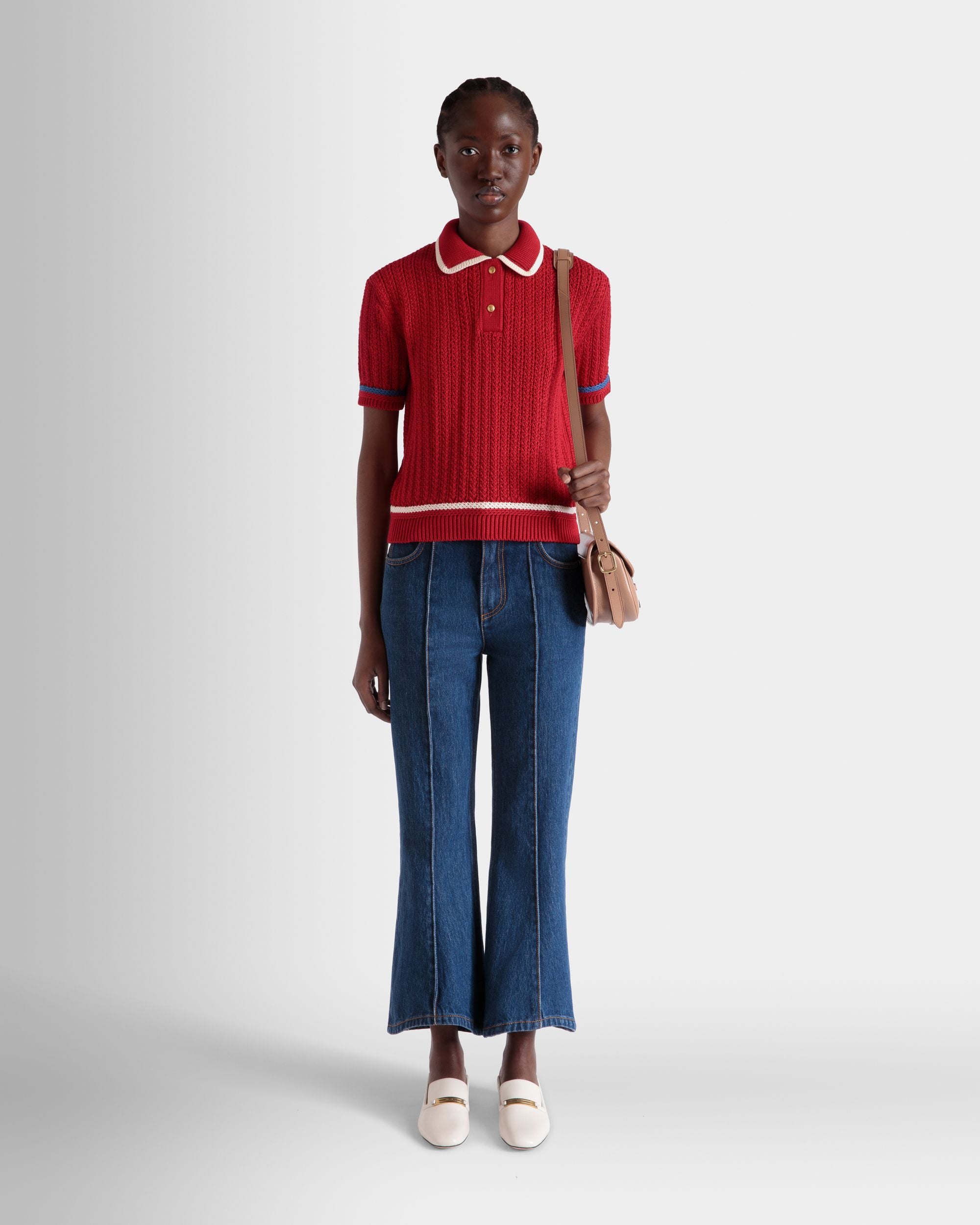 Polo En Maille De Coton Rouge - Femme - Bally - 02