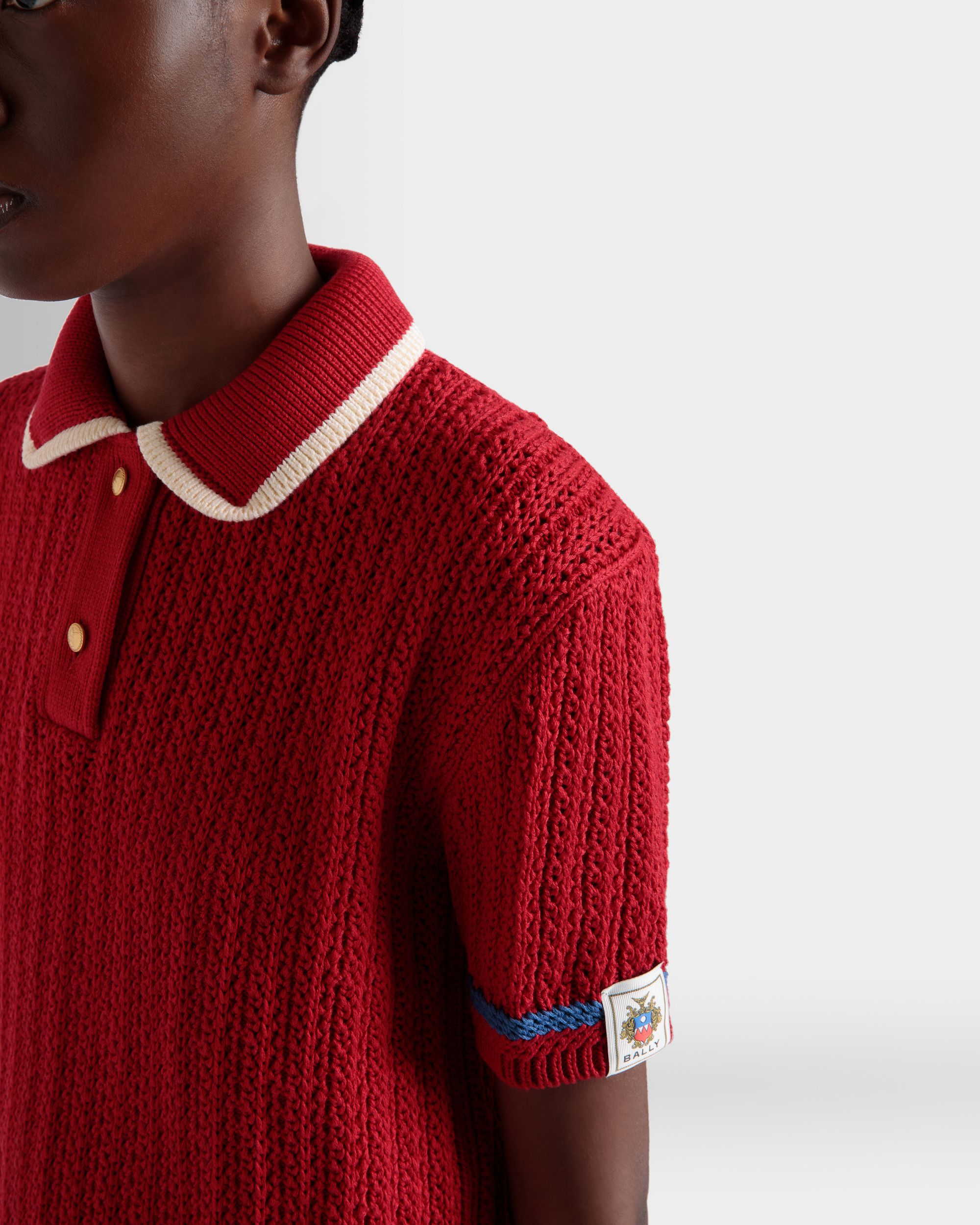 Polo En Maille De Coton Rouge - Femme - Bally - 03