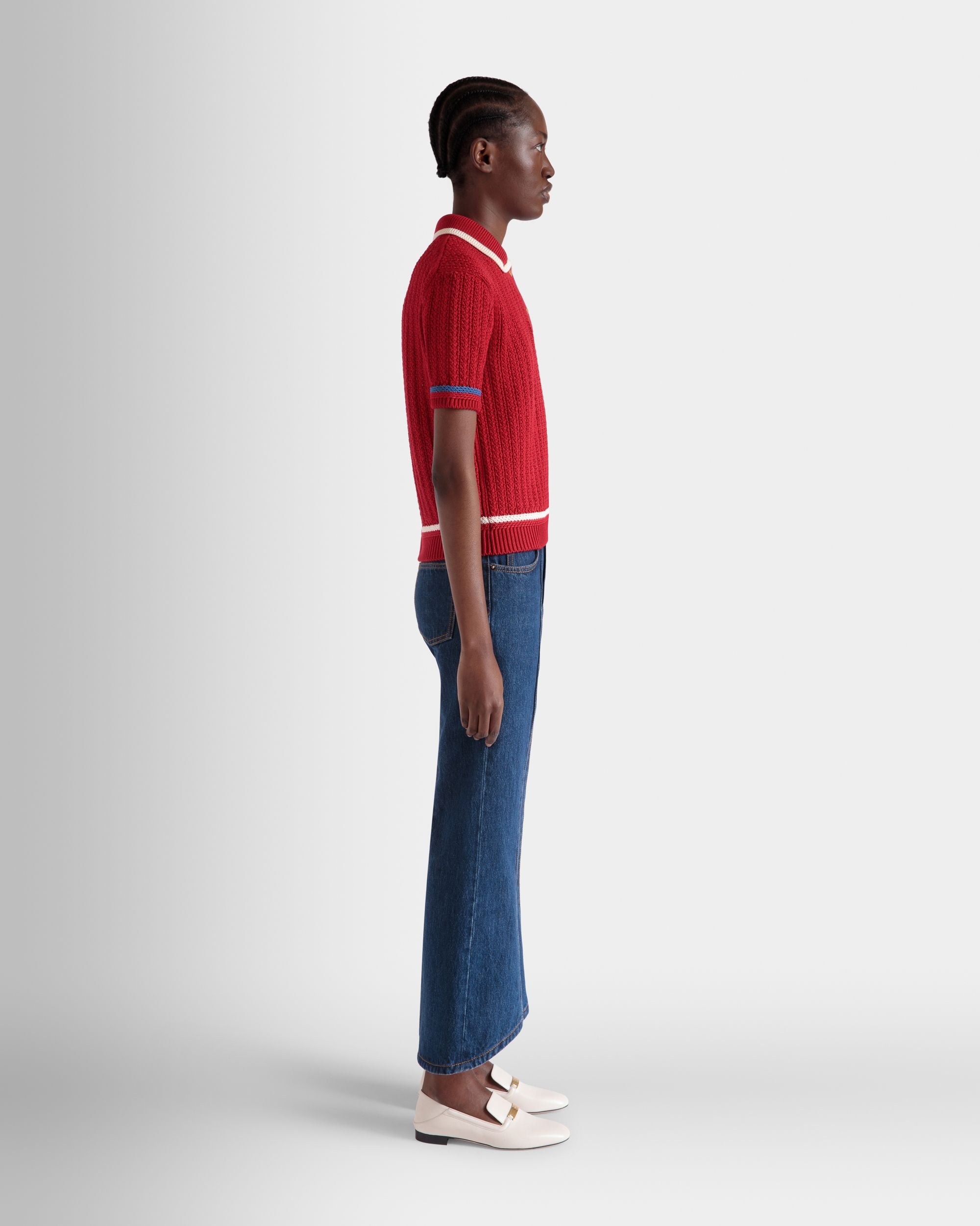 Polo En Maille De Coton Rouge - Femme - Bally - 05