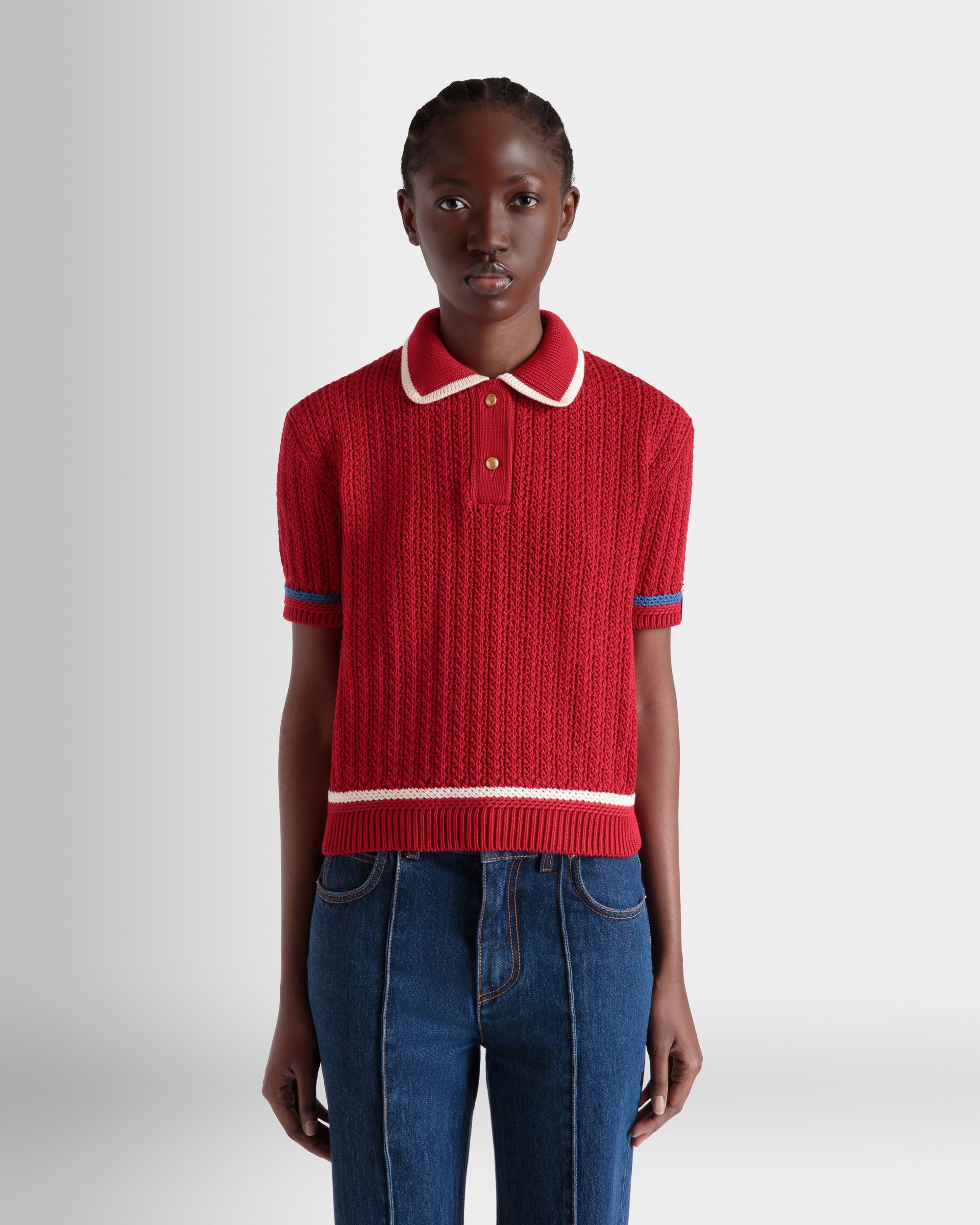 Polo En Maille De Coton Rouge - Femme - Bally - 08