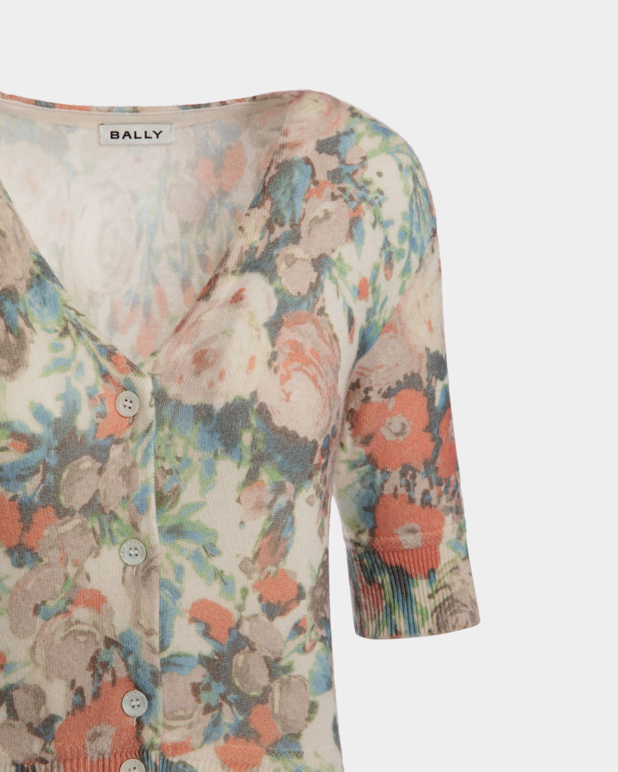 Cardigan En Cachemire Multicolore Avec Imprimé Rosengarten - Femme - Bally - 02