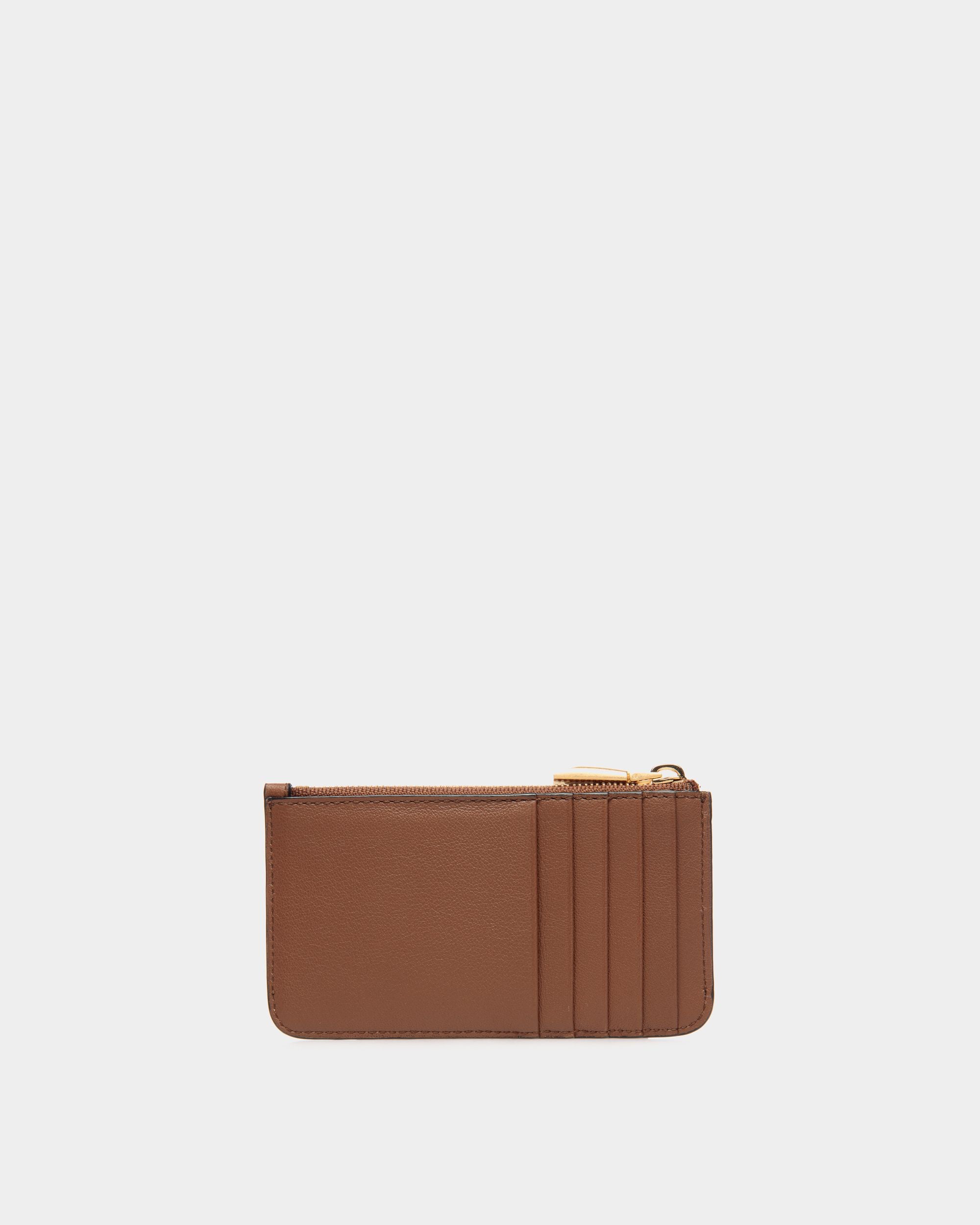 Porte-Cartes À Glissière Code En Cuir Marron - Femme - Bally - 02