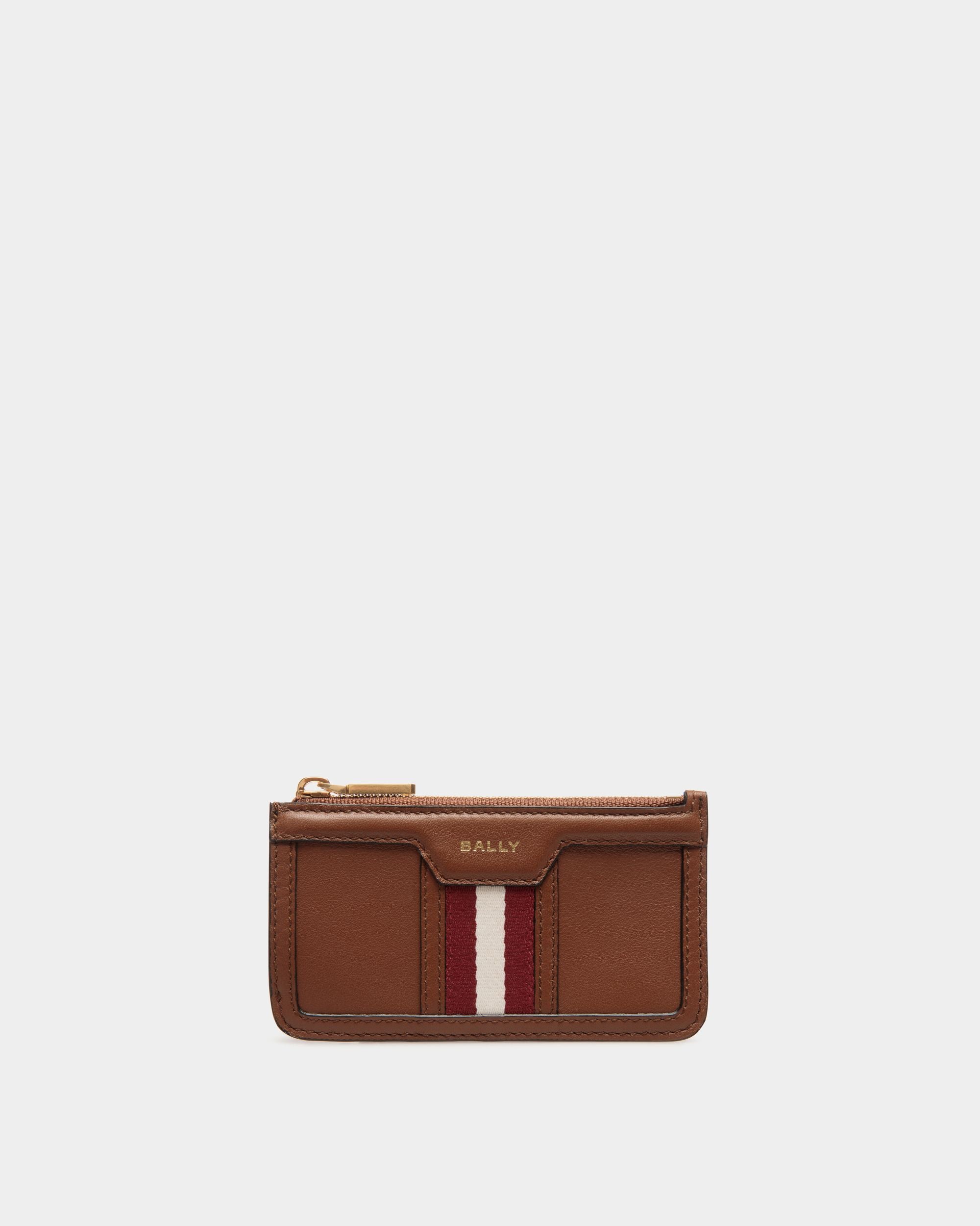 Porte-Cartes À Glissière Code En Cuir Marron - Femme - Bally - 01