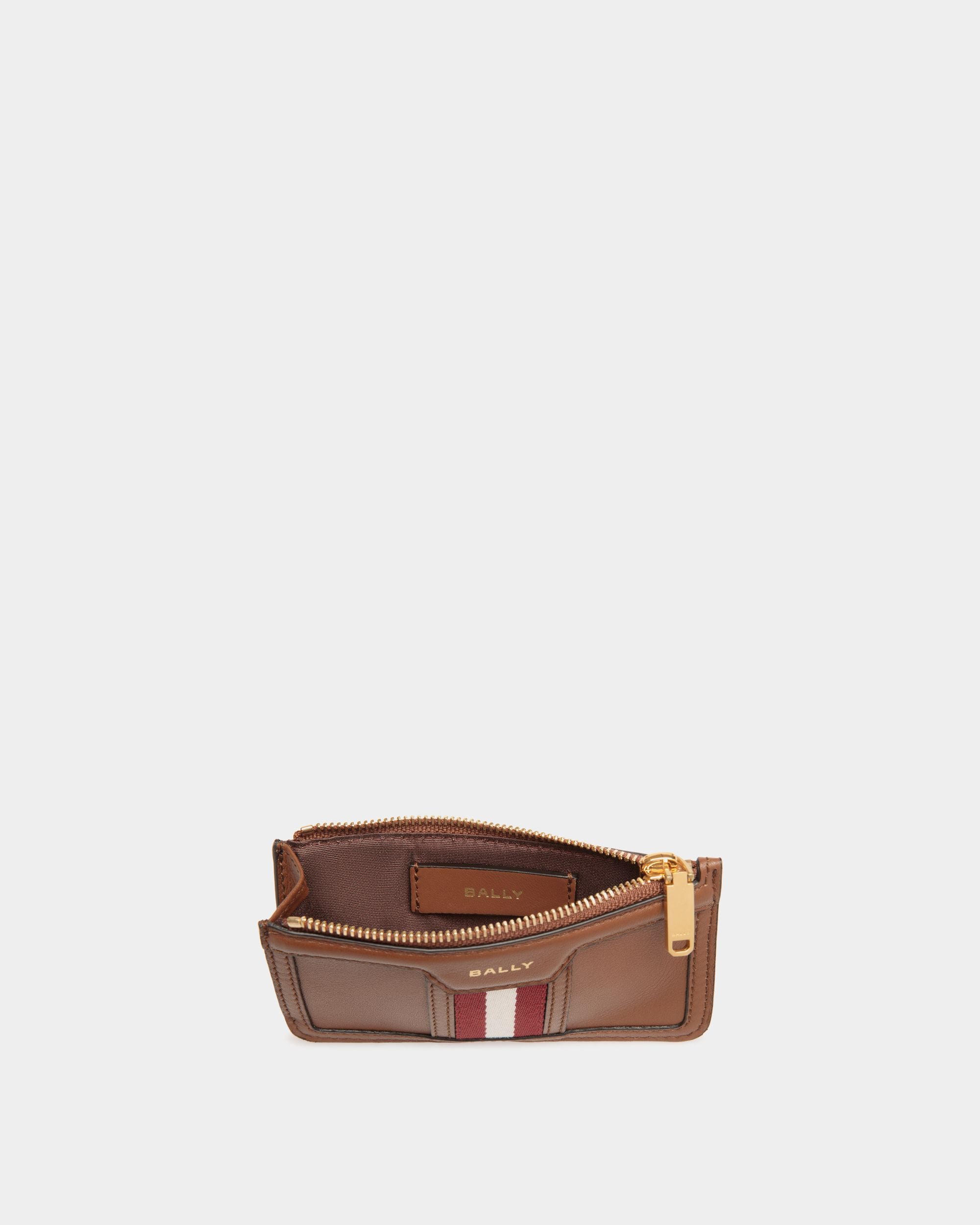Porte-Cartes À Glissière Code En Cuir Marron - Femme - Bally - 03