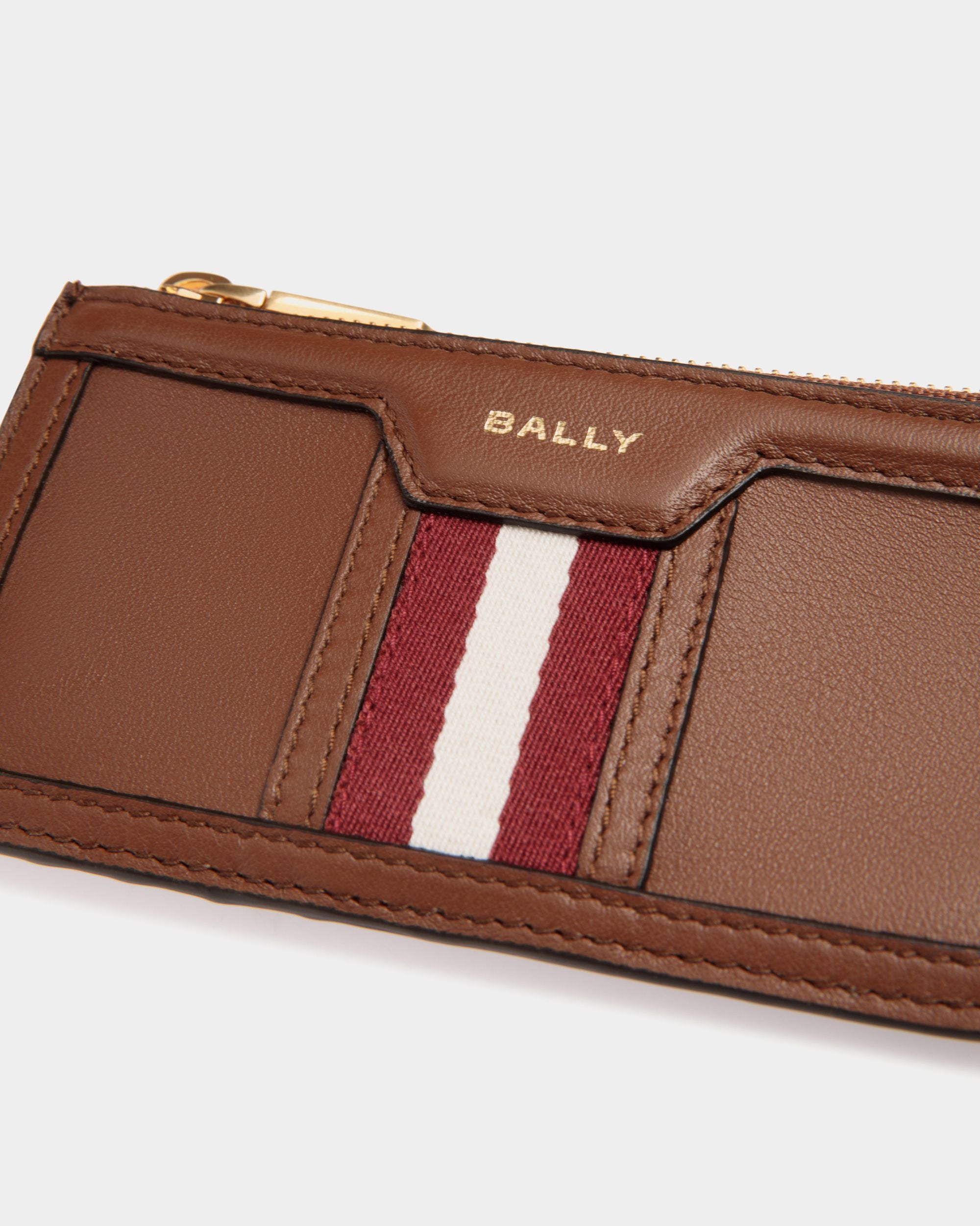 Porte-Cartes À Glissière Code En Cuir Marron - Femme - Bally - 04