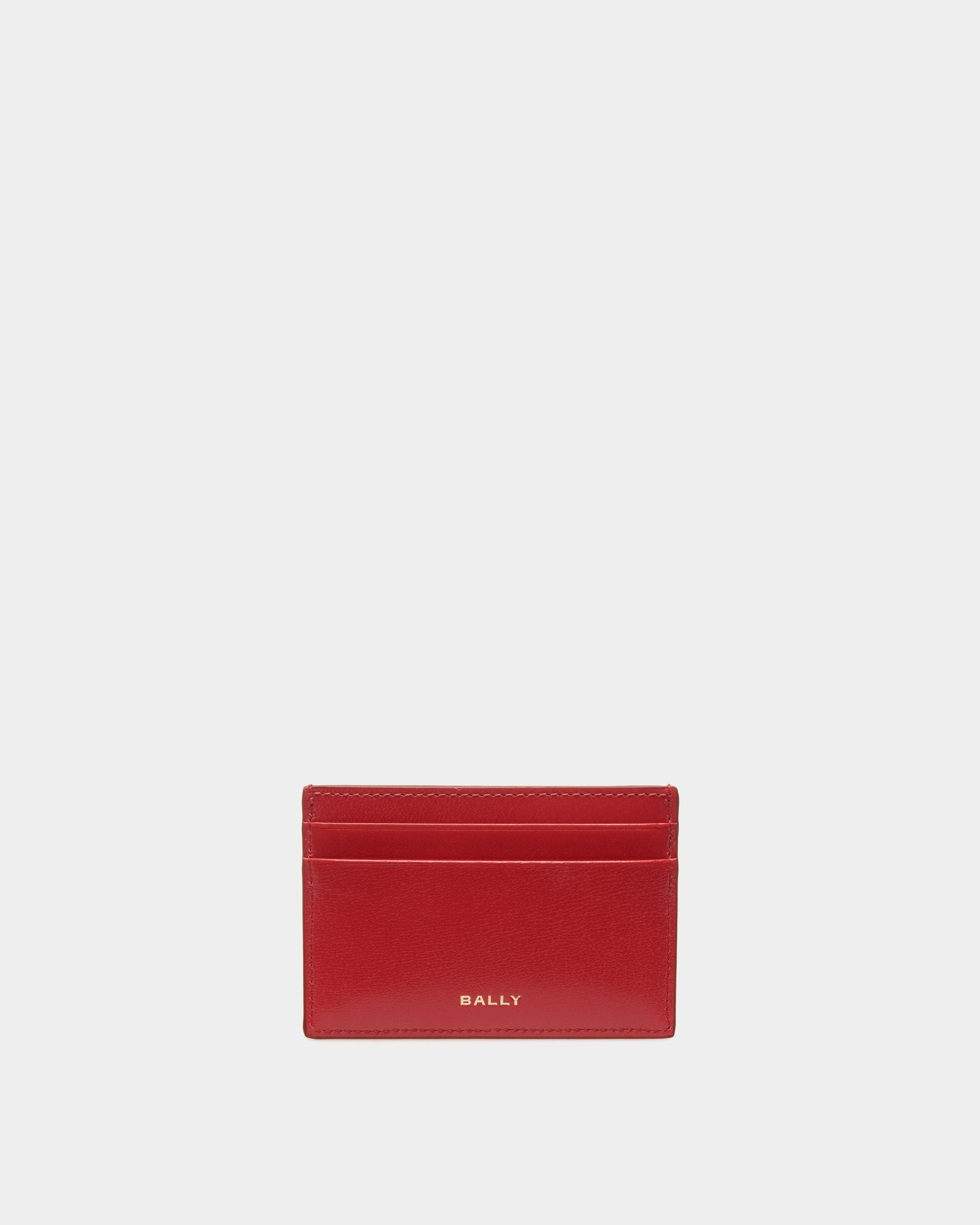 Porte-Cartes Swissness En Cuir Rouge Orné De Clous - Femme - Bally - 02