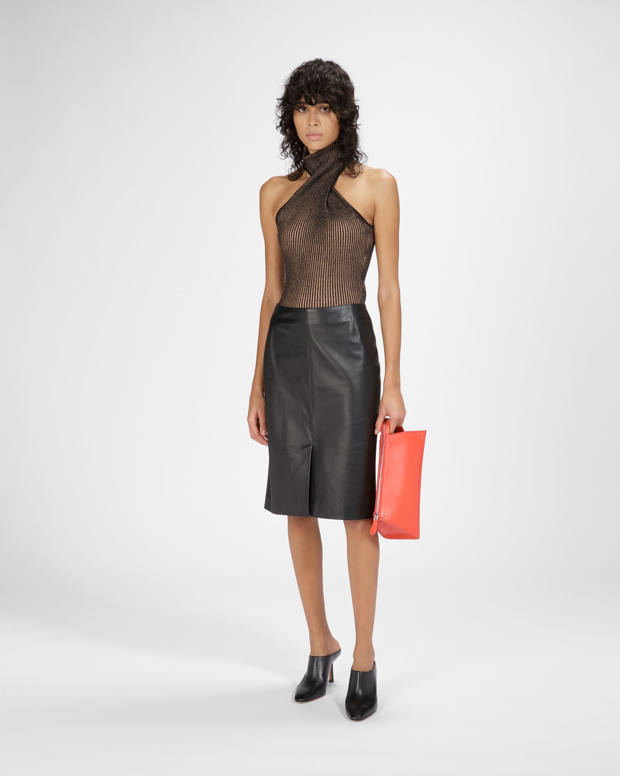 Jupe En Cuir Noir - Femme - Bally - 04