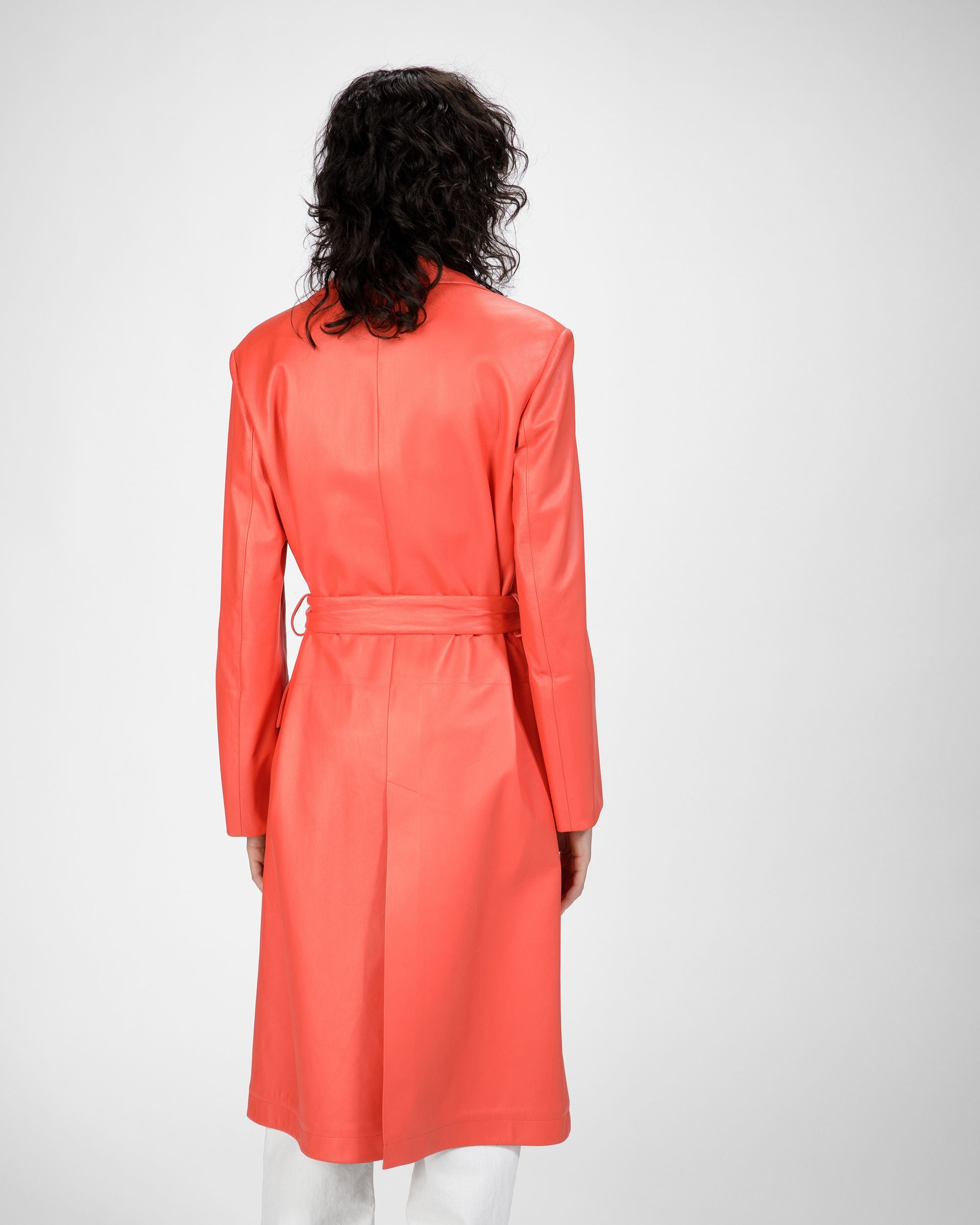 Manteau En Cuir Orange - Femme - Bally - 02