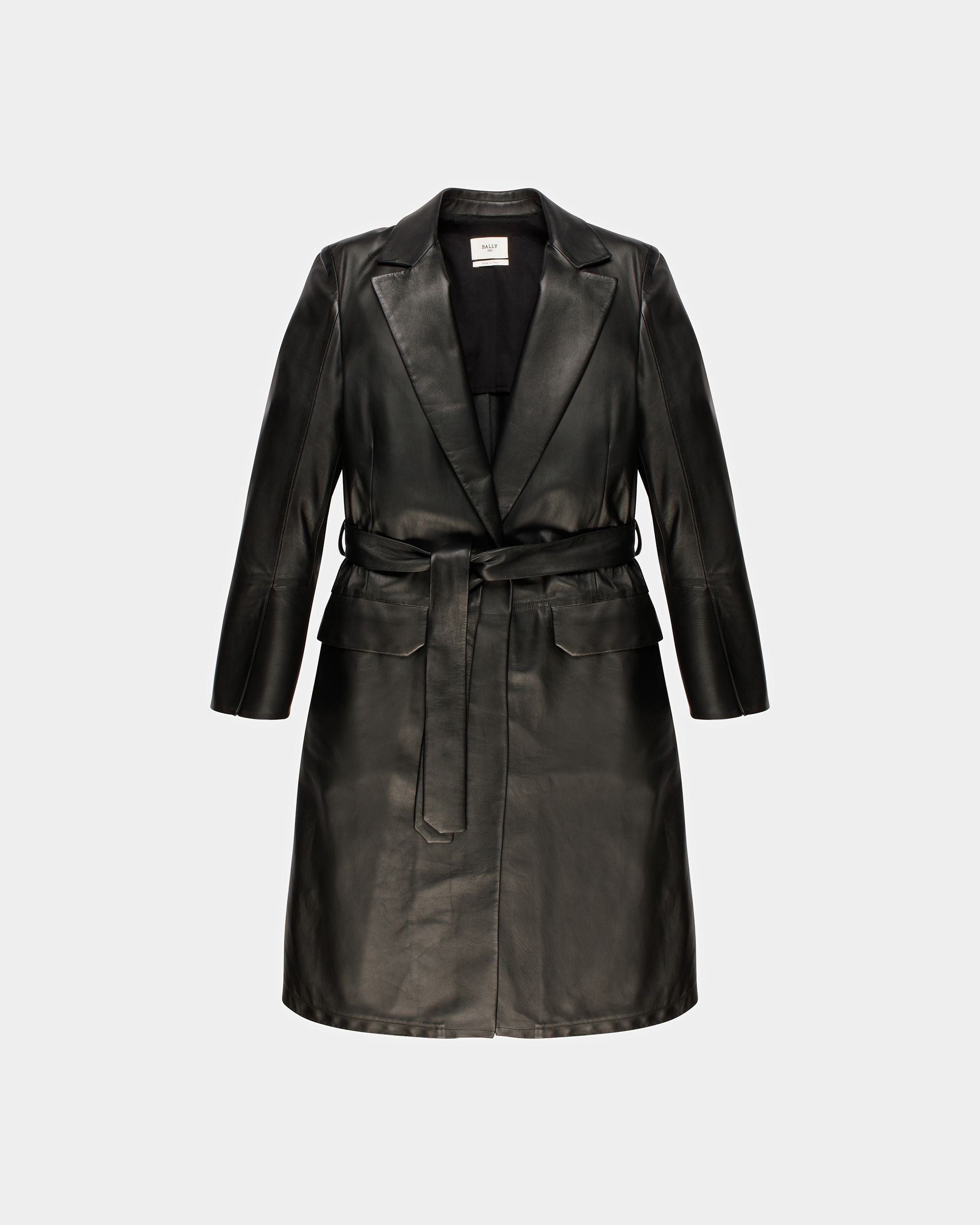 Manteau En Cuir Noir - Femme - Bally - 01
