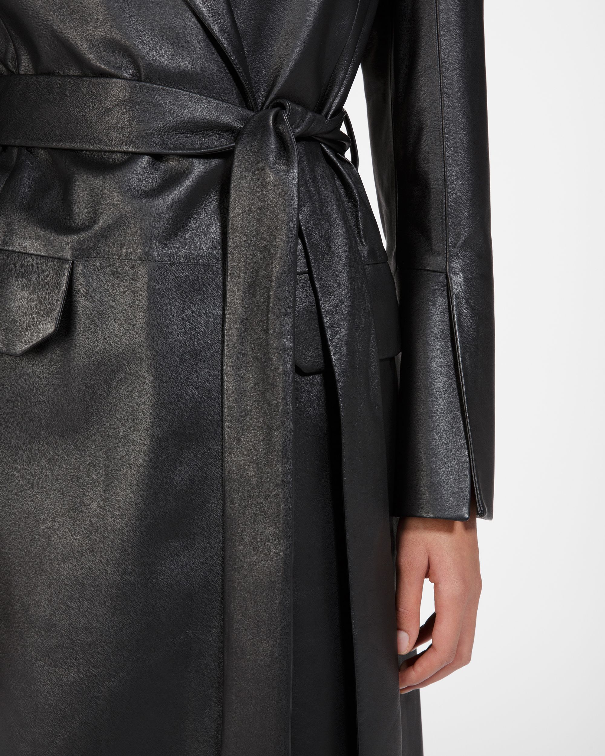 Manteau En Cuir Noir - Femme - Bally - 03