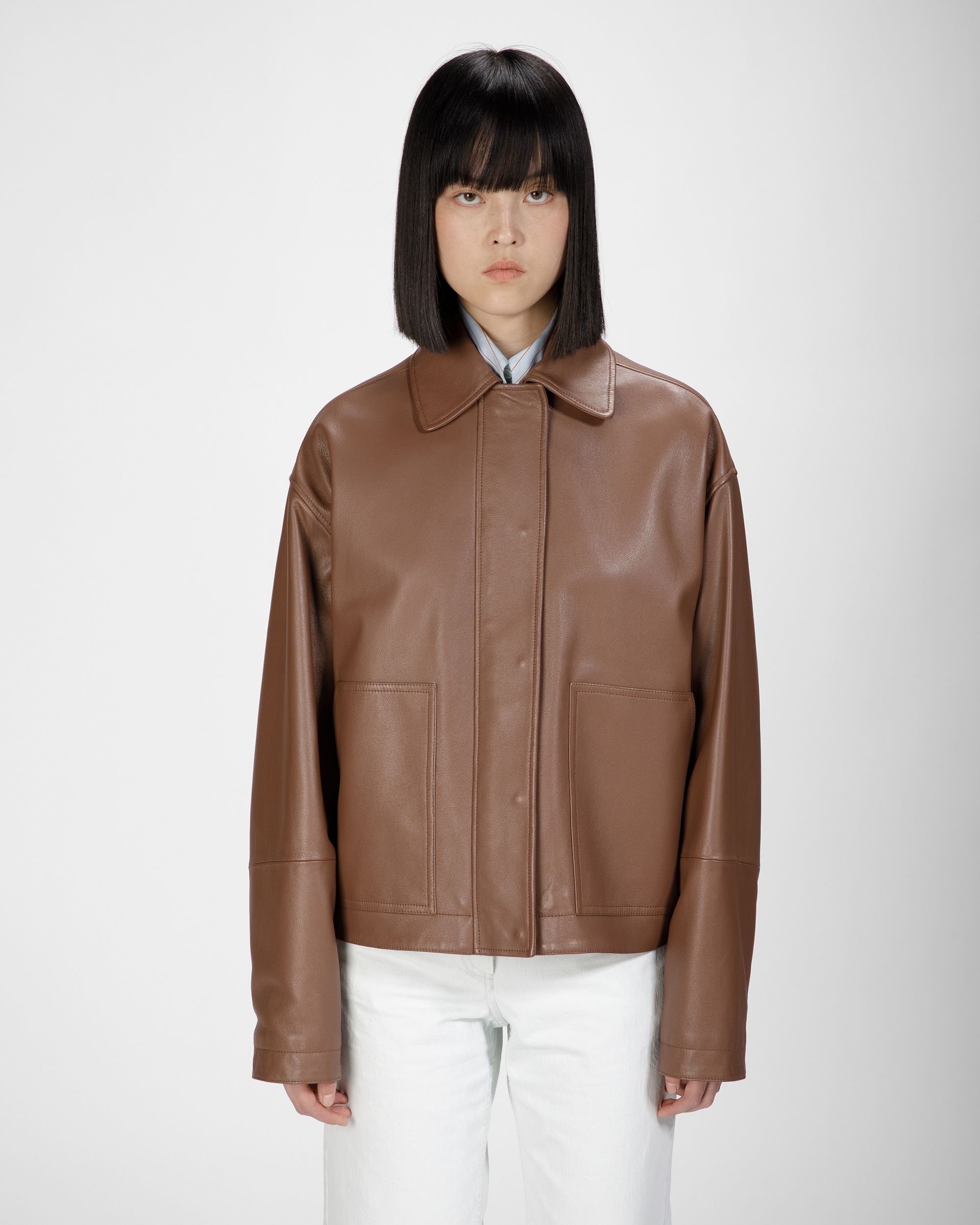 Veste En Cuir Marron - Femme - Bally - 01