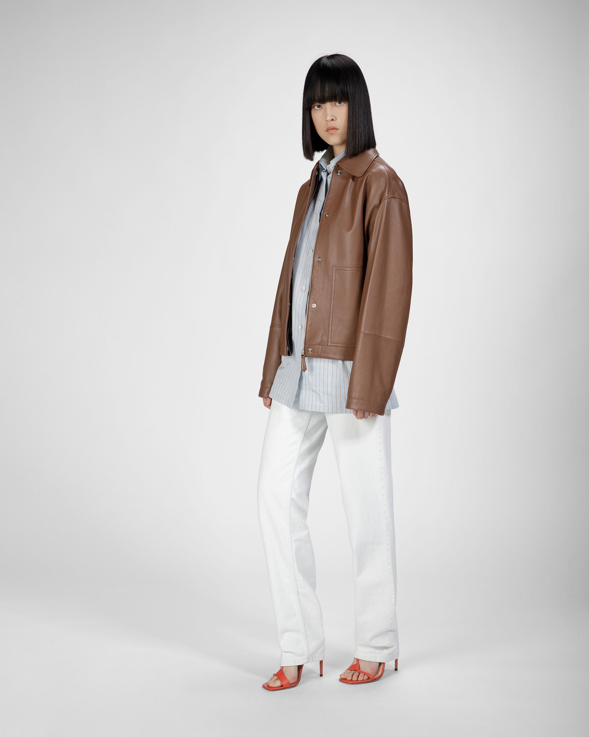 Veste En Cuir Marron - Femme - Bally - 04