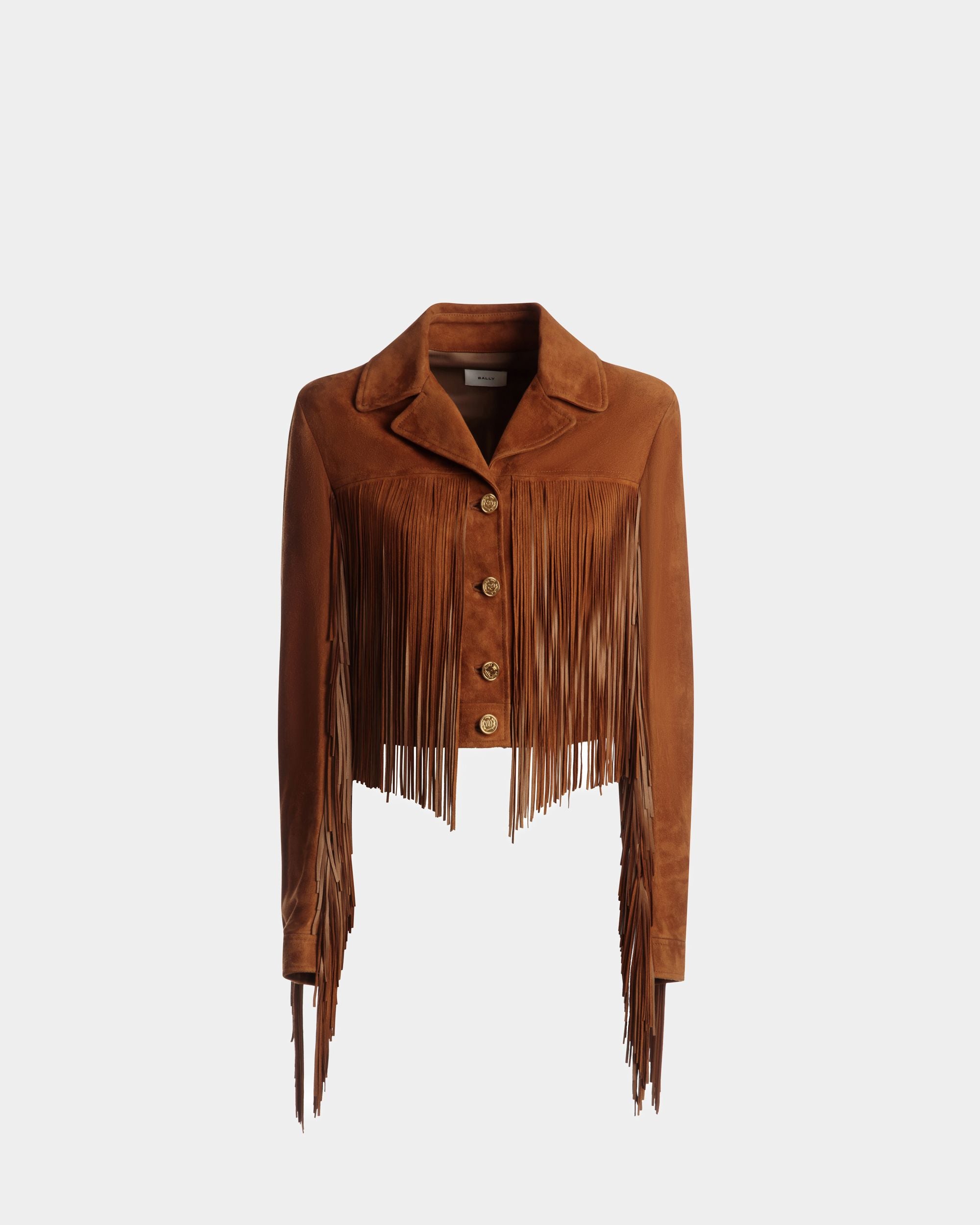 Veste avec pampilles En daim couleur désert - Femme - Bally - 01