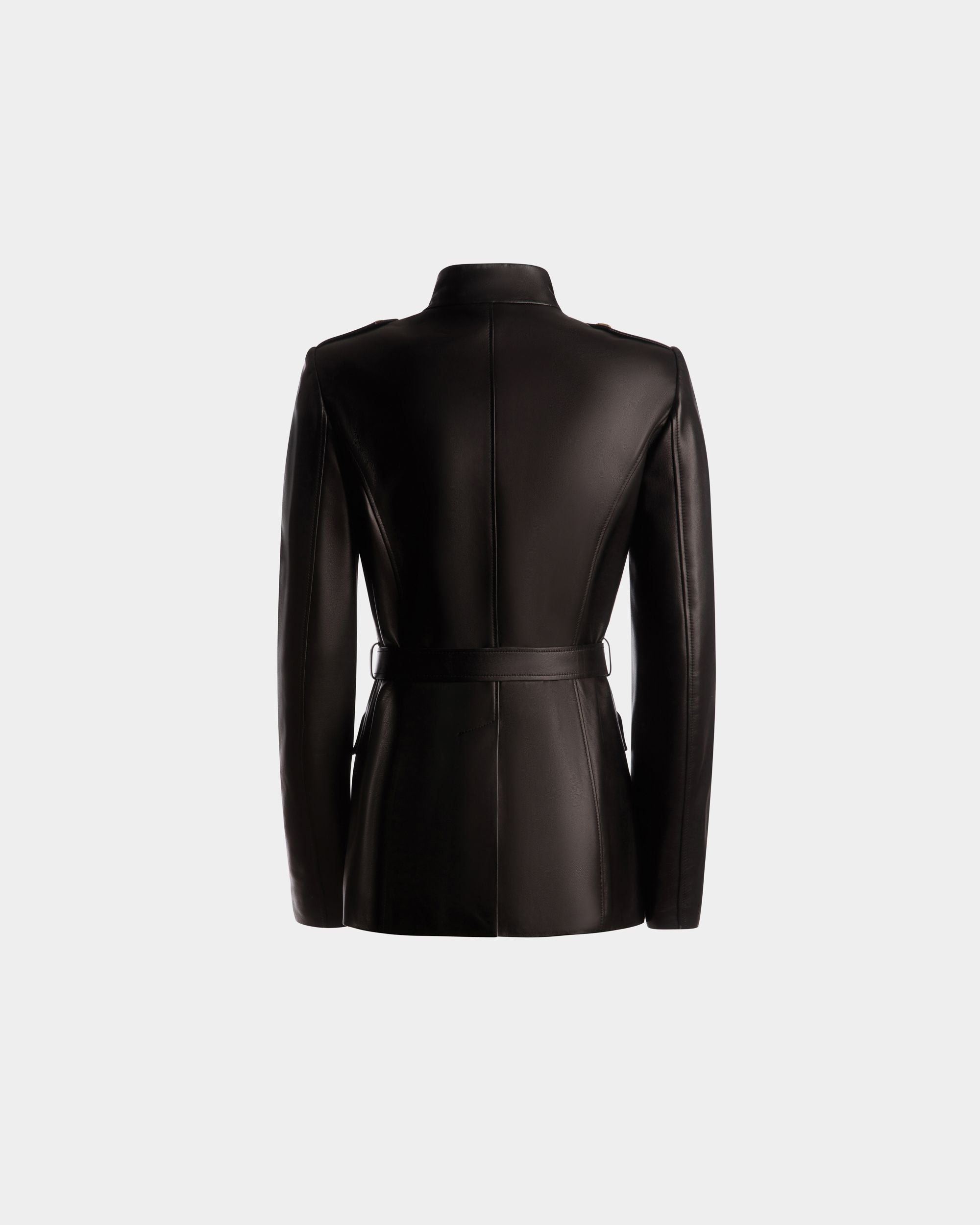 Veste avec ceinture En cuir noir - Femme - Bally - 07