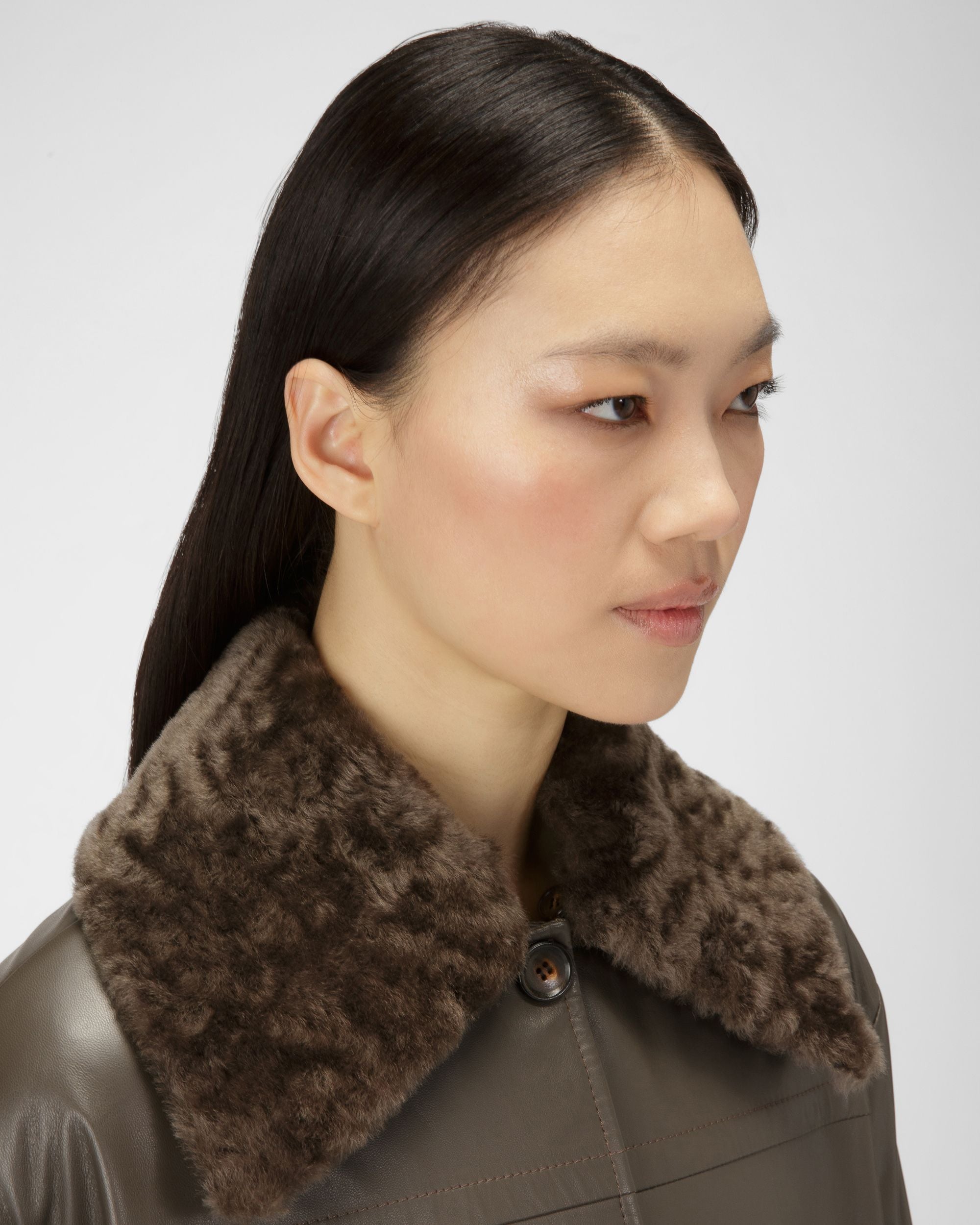 Manteau En Cuir Marron - Femme - Bally - 02