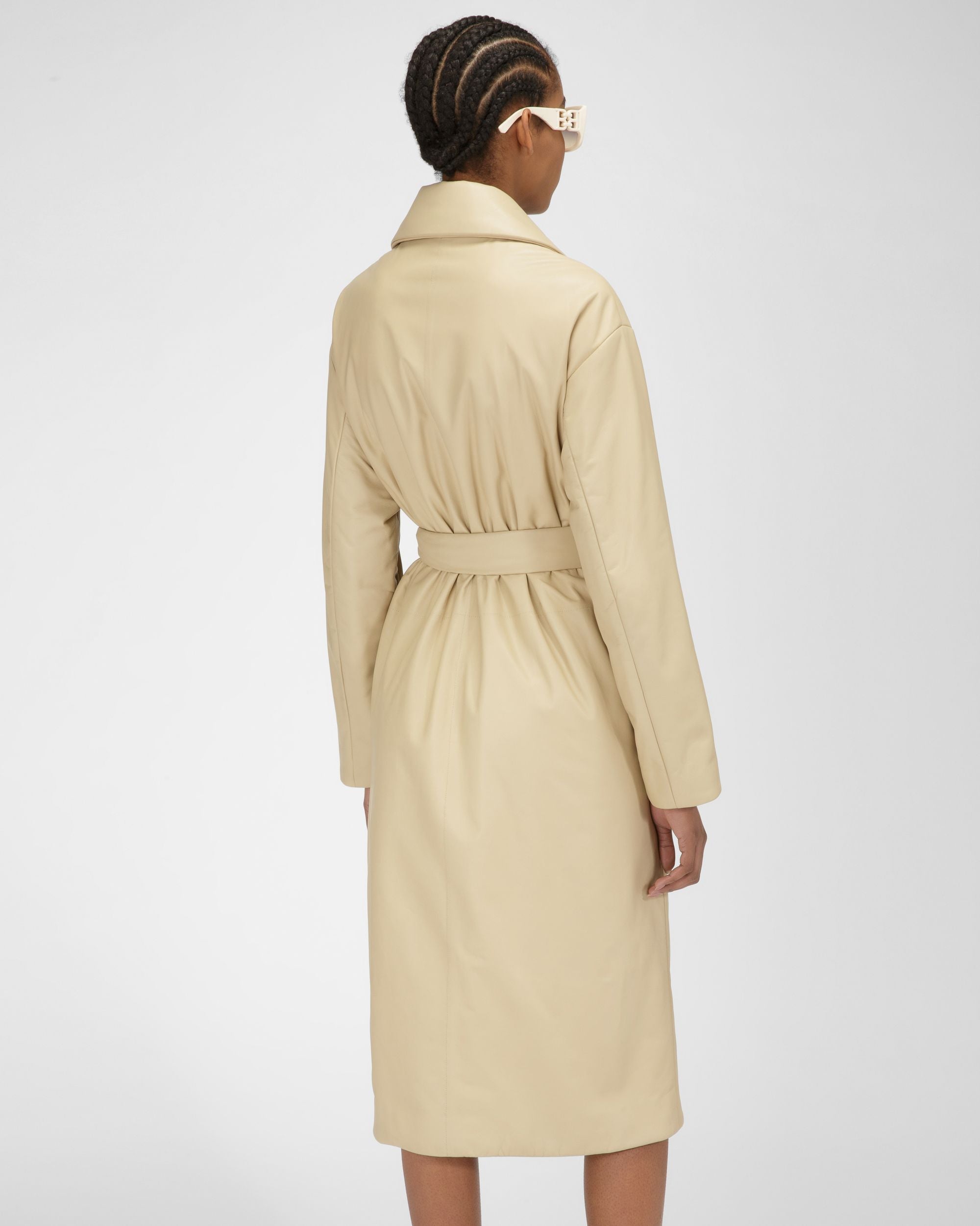 Manteau En Cuir Beige - Femme - Bally - 03