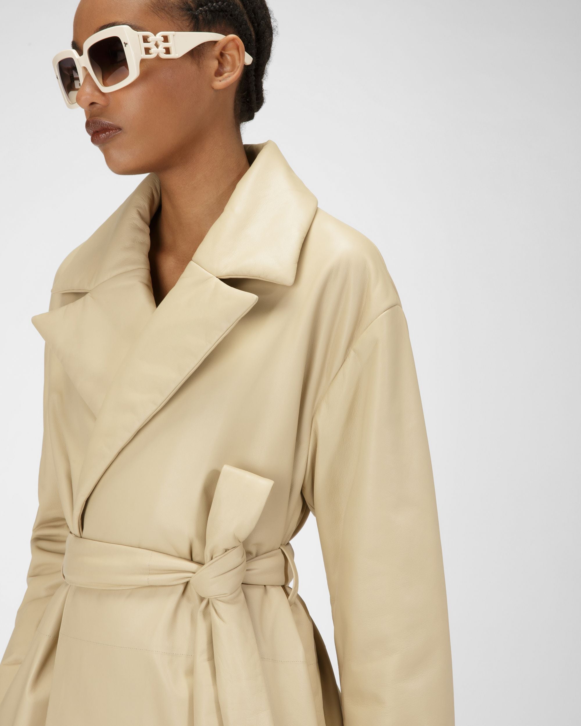 Manteau En Cuir Beige - Femme - Bally - 04