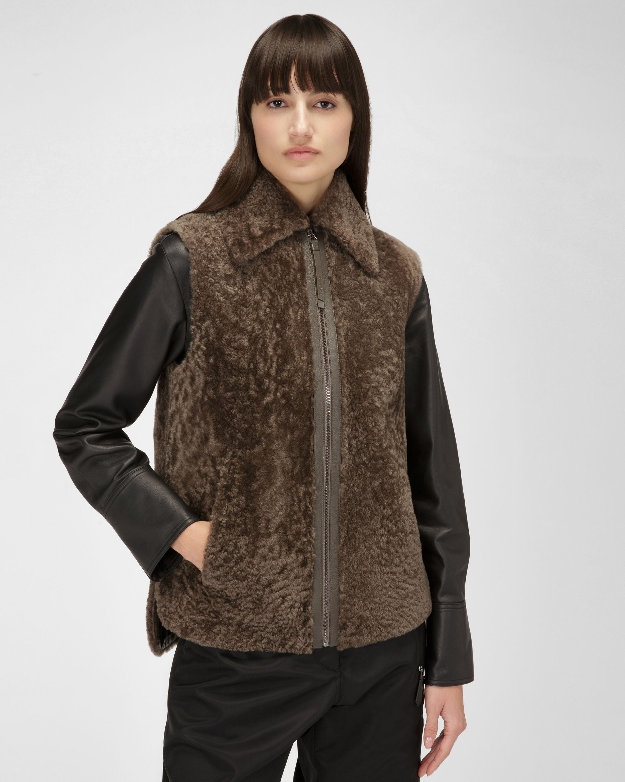 Veste En Shearling En Marron - Femme - Bally - 01
