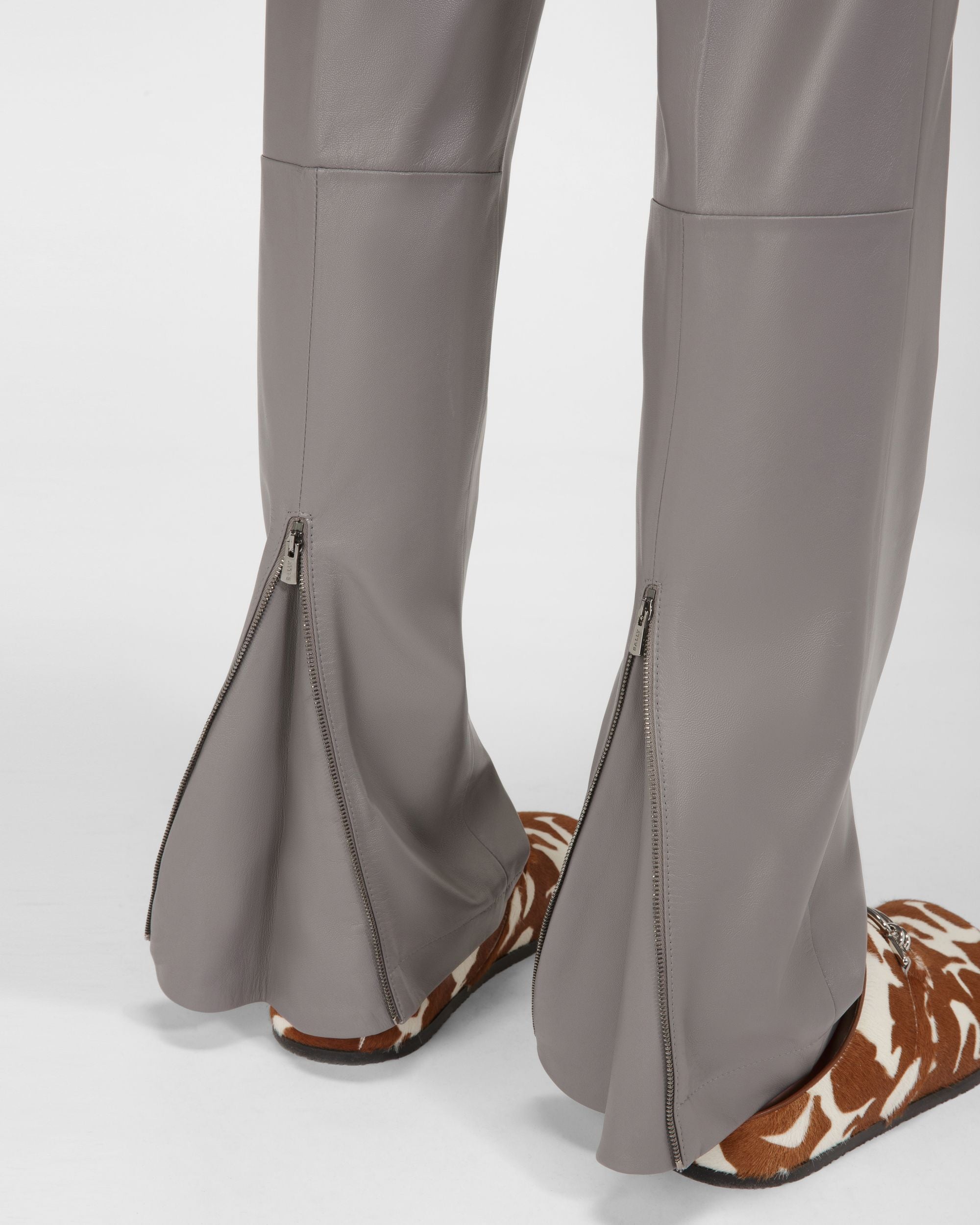 Pantalon En Cuir Gris - Femme - Bally - 02