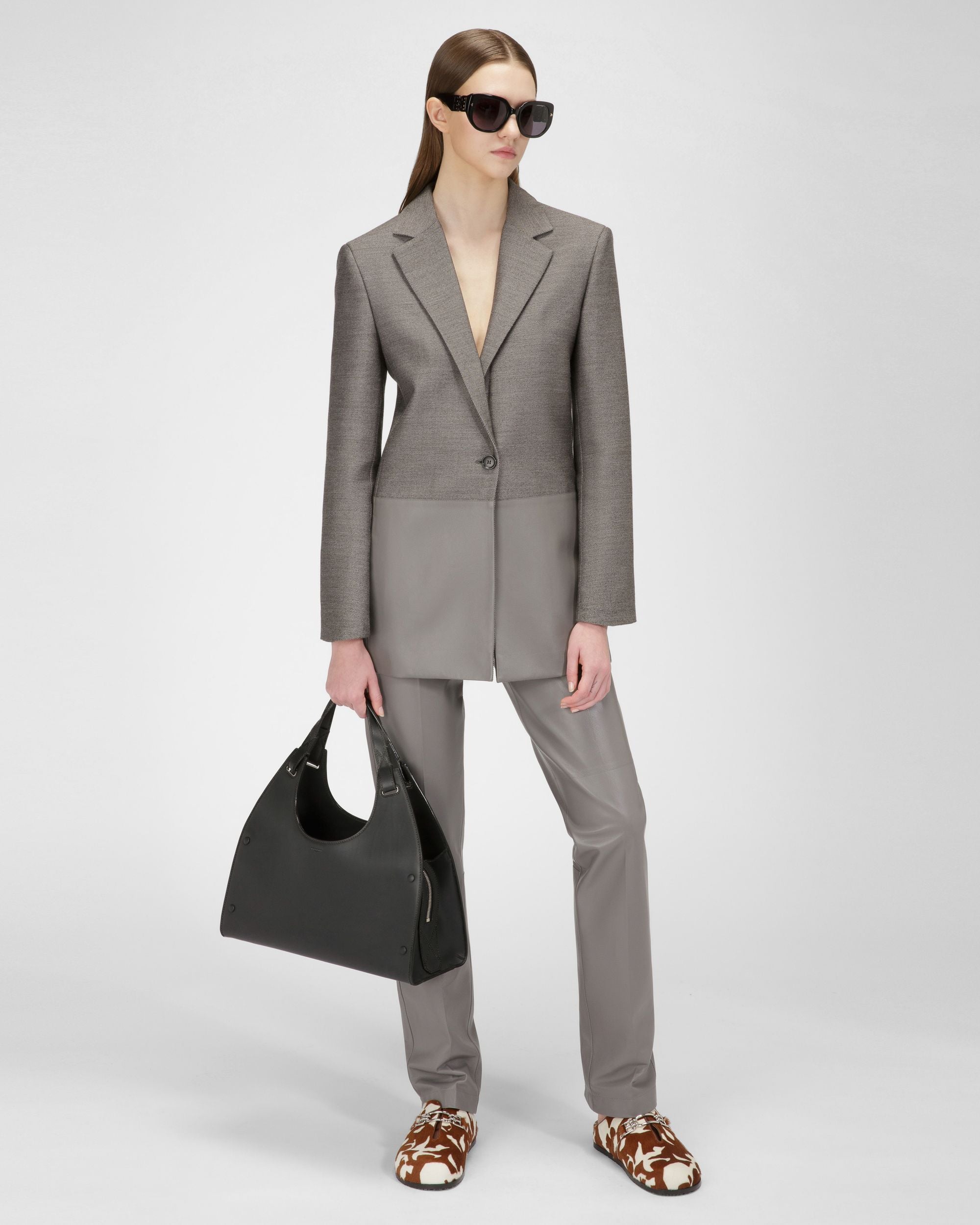 Pantalon En Cuir Gris - Femme - Bally - 05