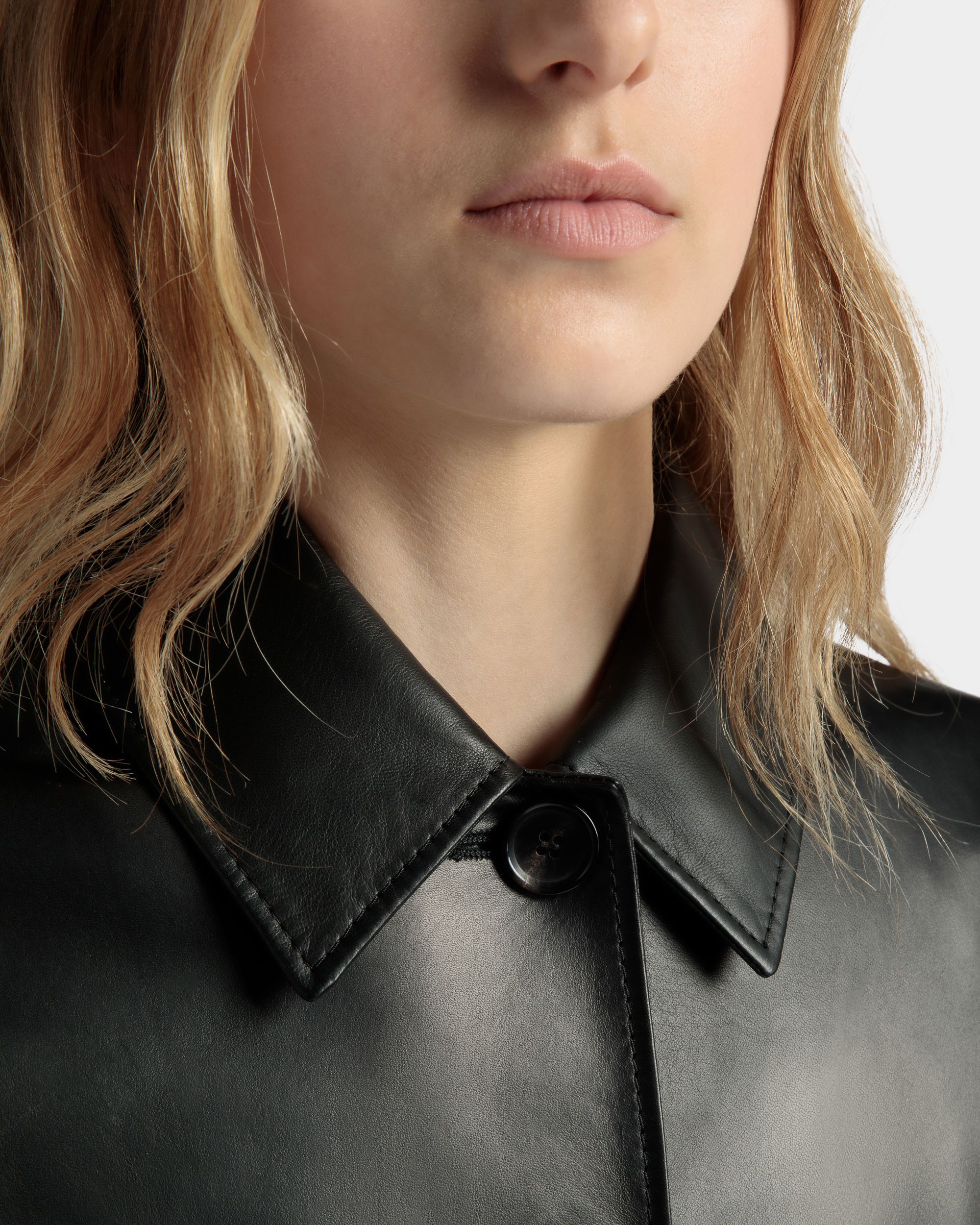 Manteau Midi À Ceinture En Cuir Noir - Femme - Bally - 04