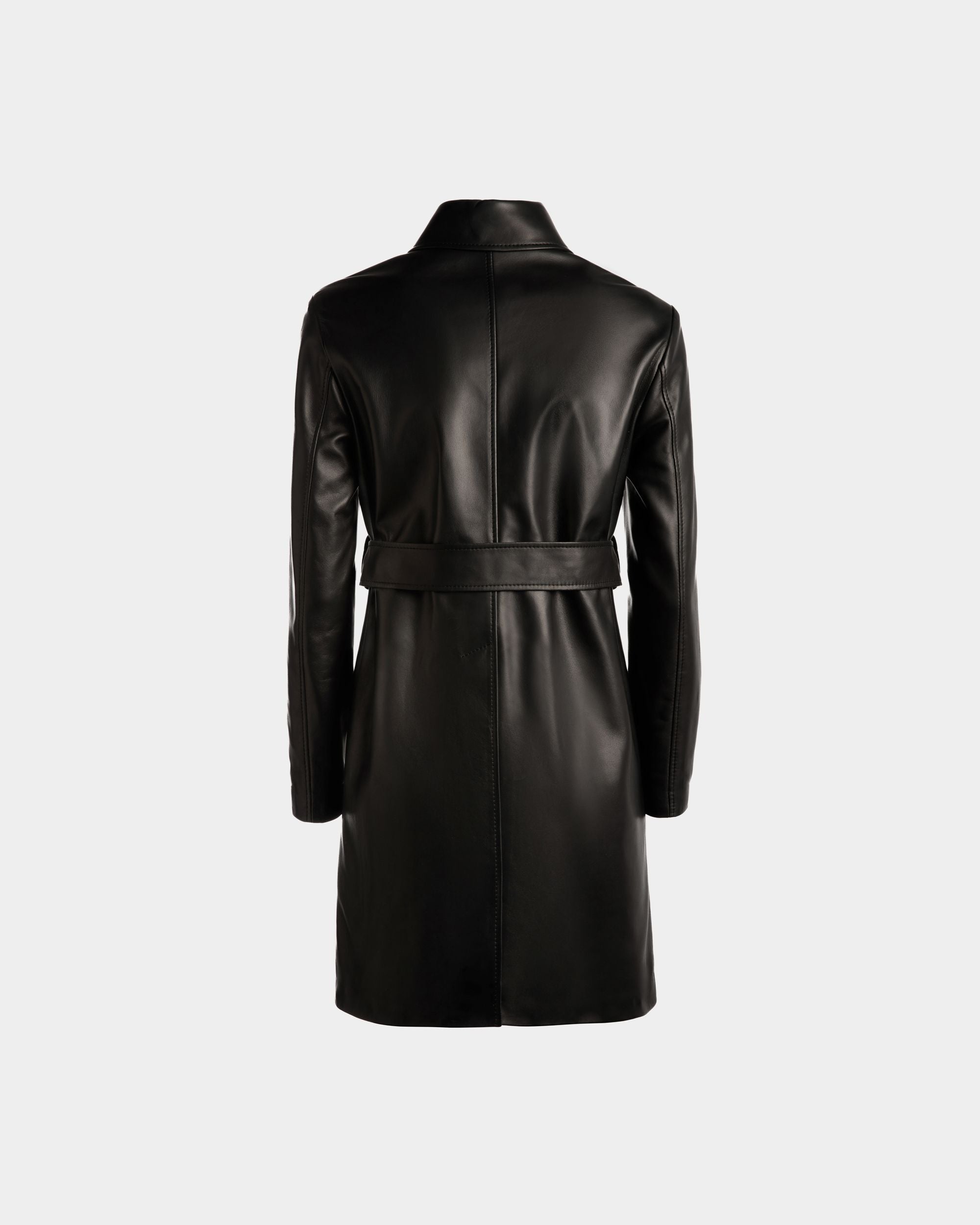 Manteau Midi À Ceinture En Cuir Noir - Femme - Bally - 07