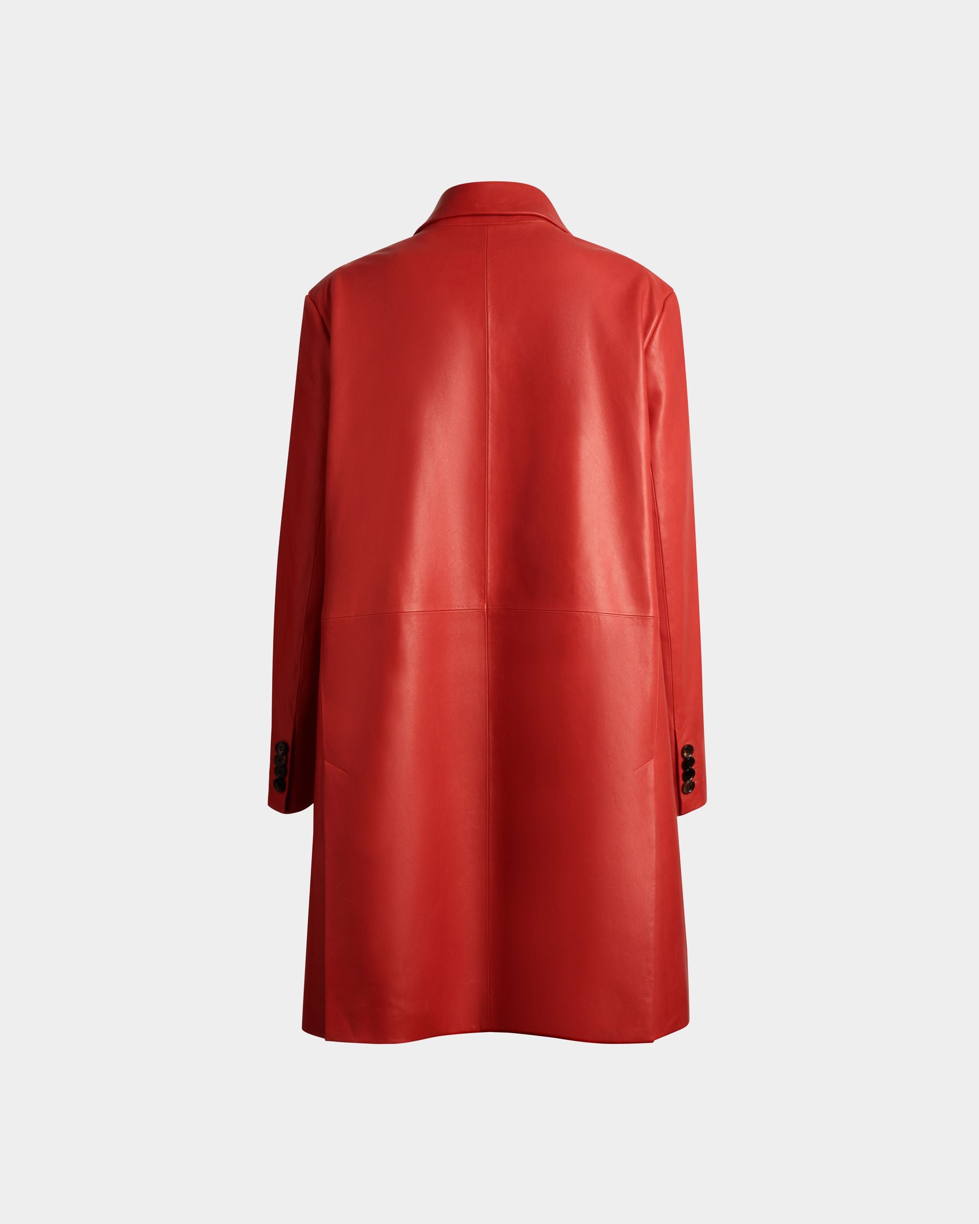 Manteau Midi Droit En Cuir Candy Red - Femme - Bally - 07