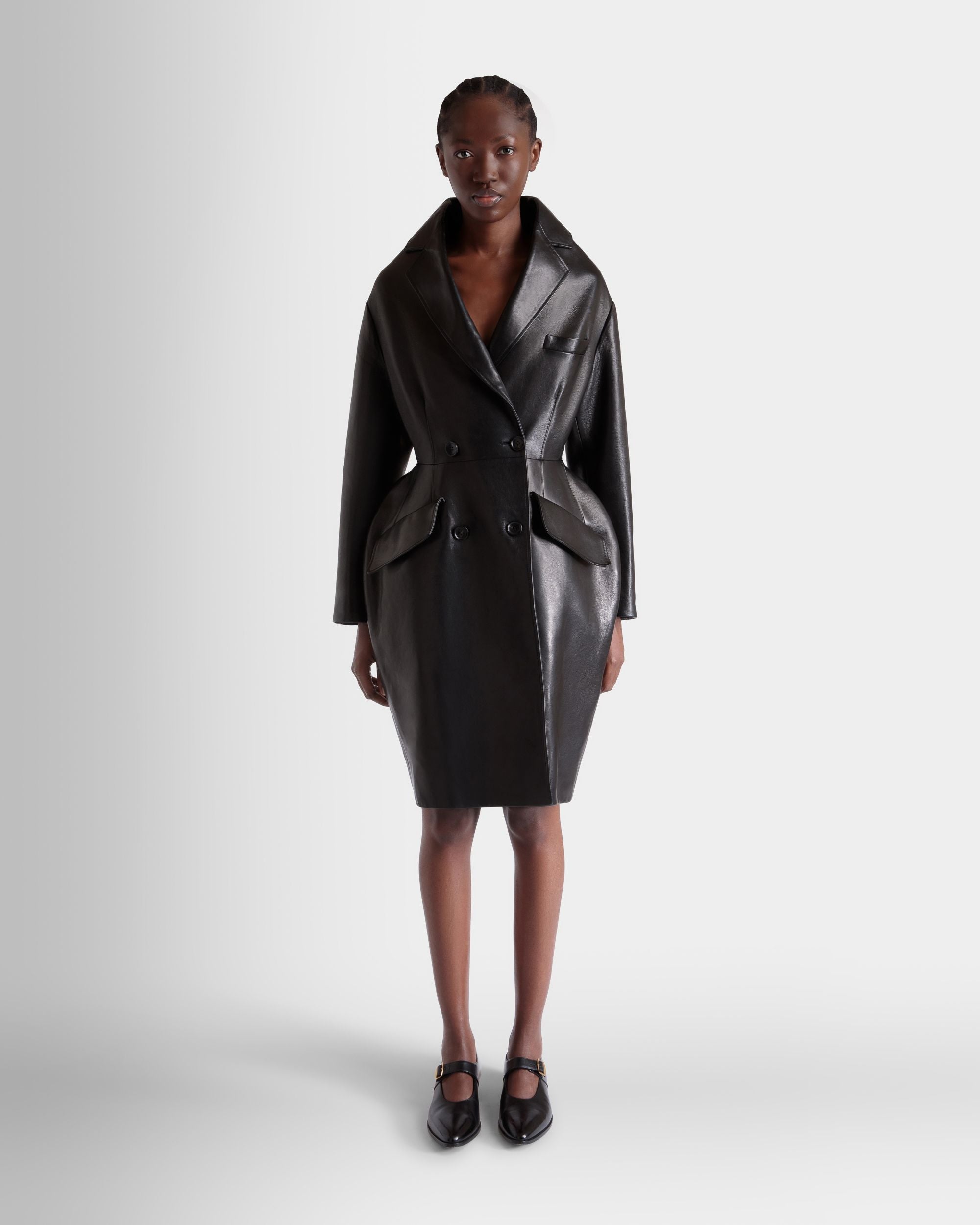 Manteau En Cuir Noir - Femme - Bally - 02