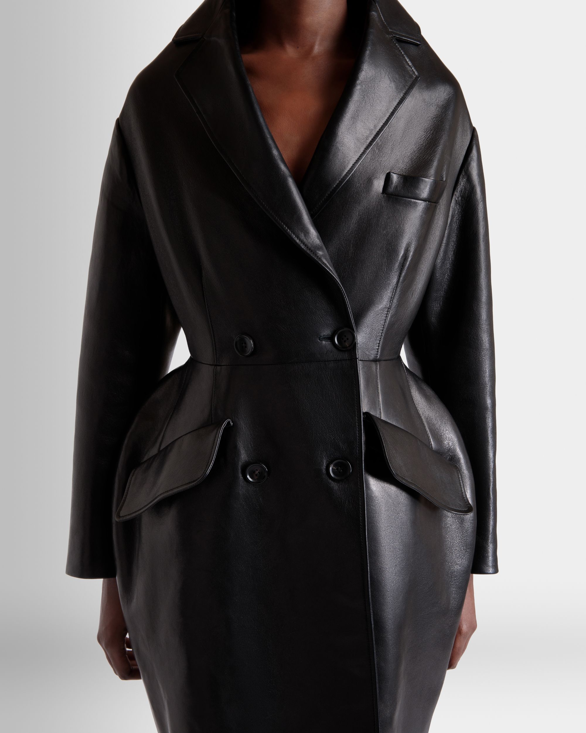 Manteau En Cuir Noir - Femme - Bally - 03
