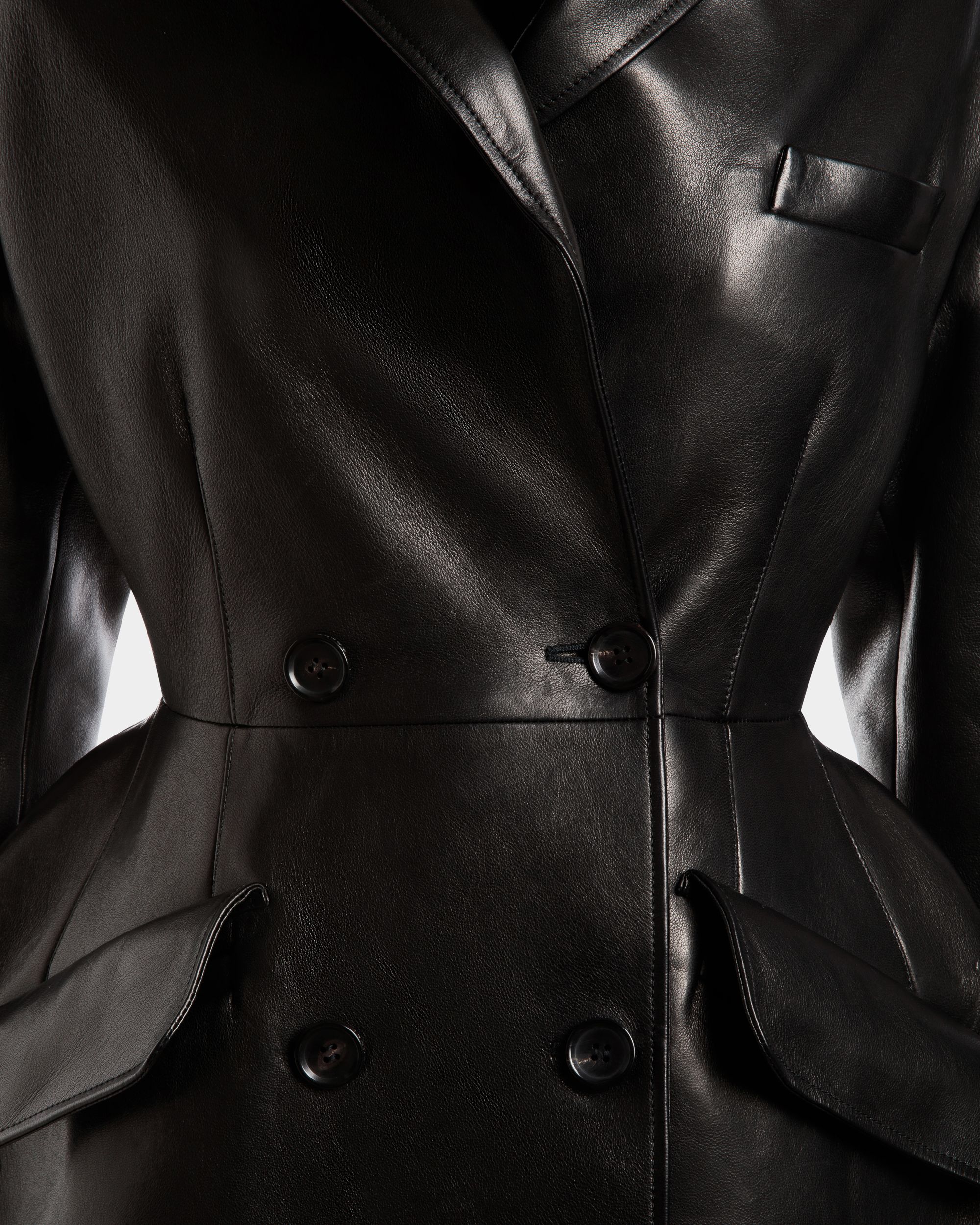 Manteau En Cuir Noir - Femme - Bally - 04
