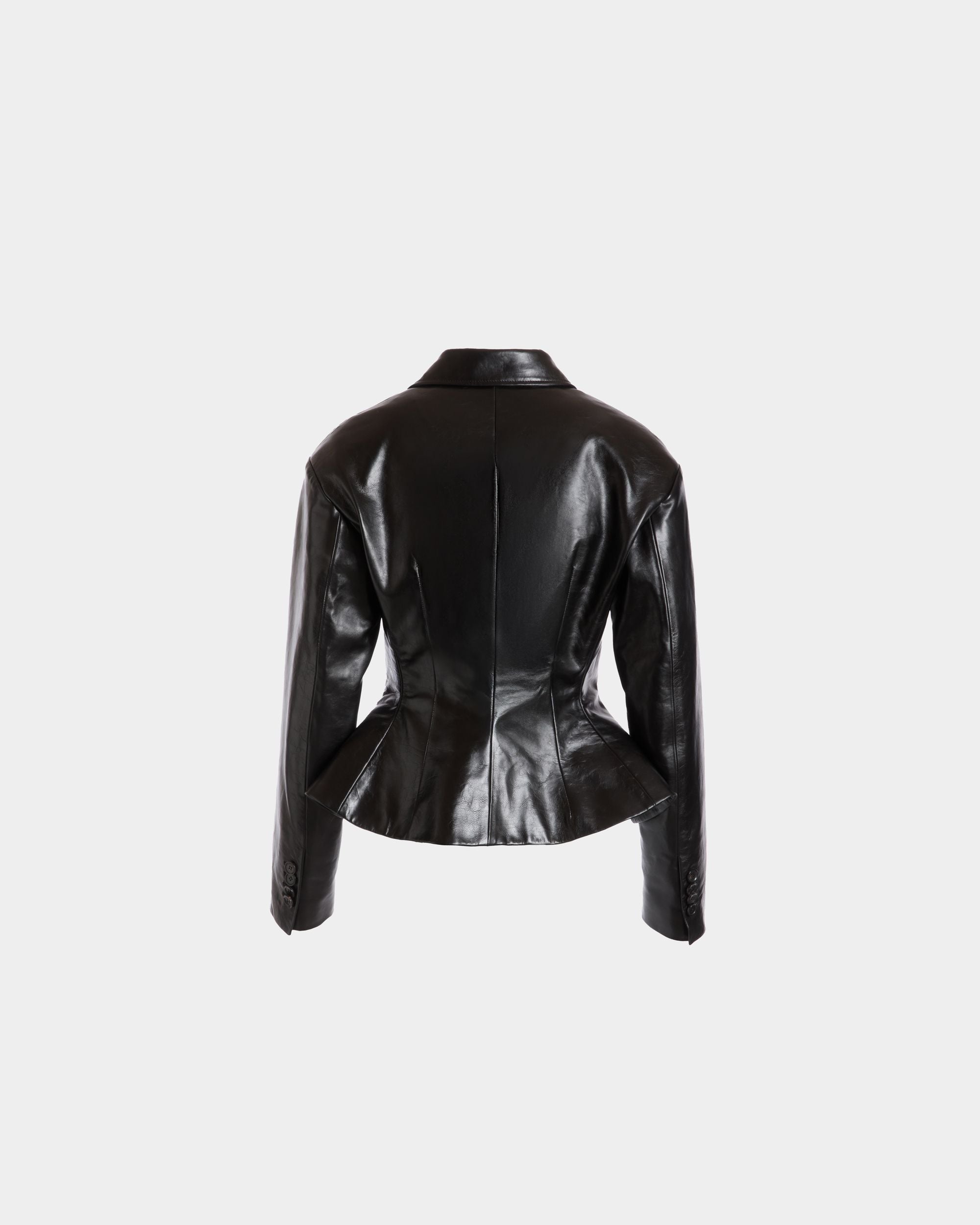 Blazer En Cuir Noir - Femme - Bally - 03