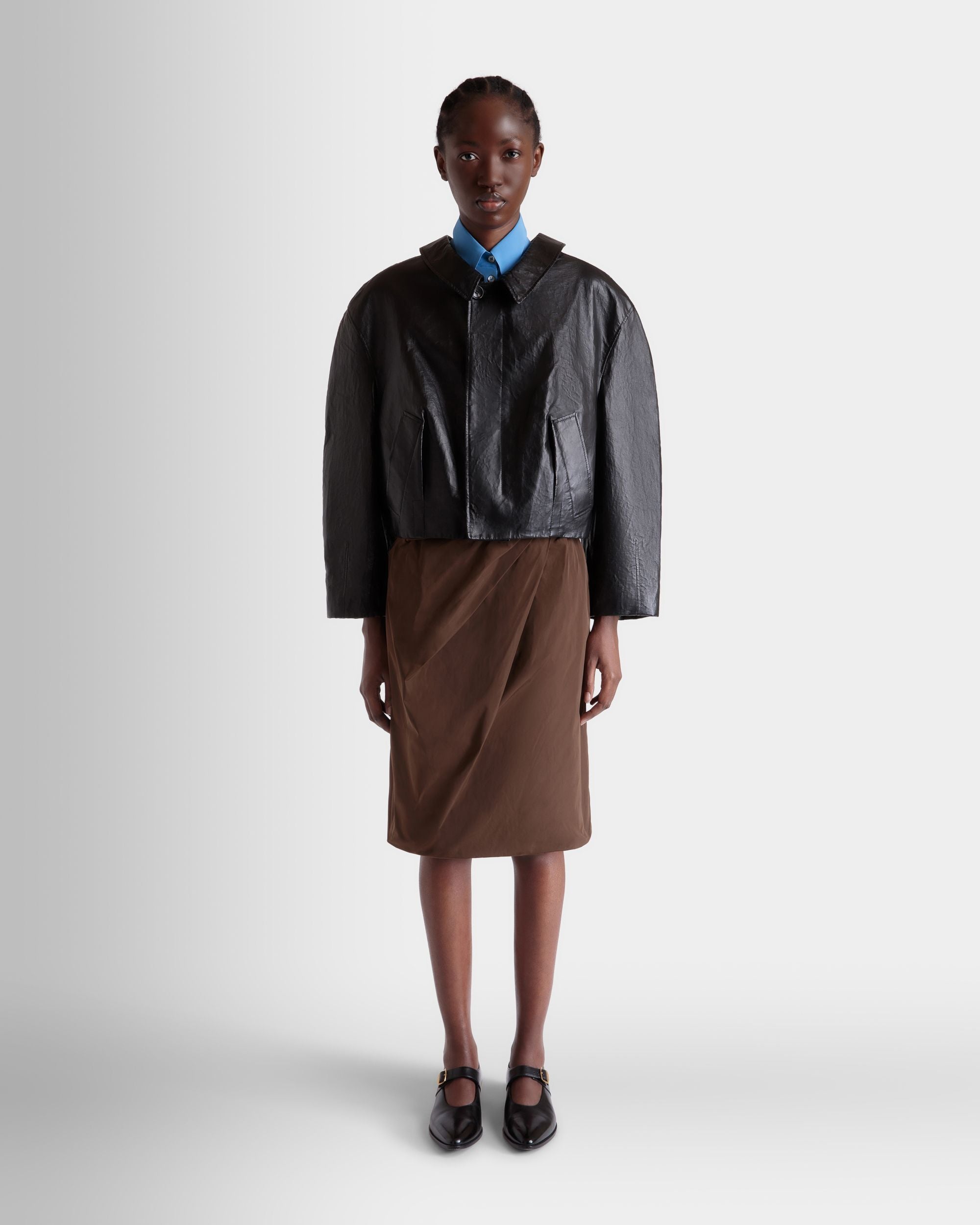 Blouson Bomber En Cuir Noir - Femme - Bally - 02