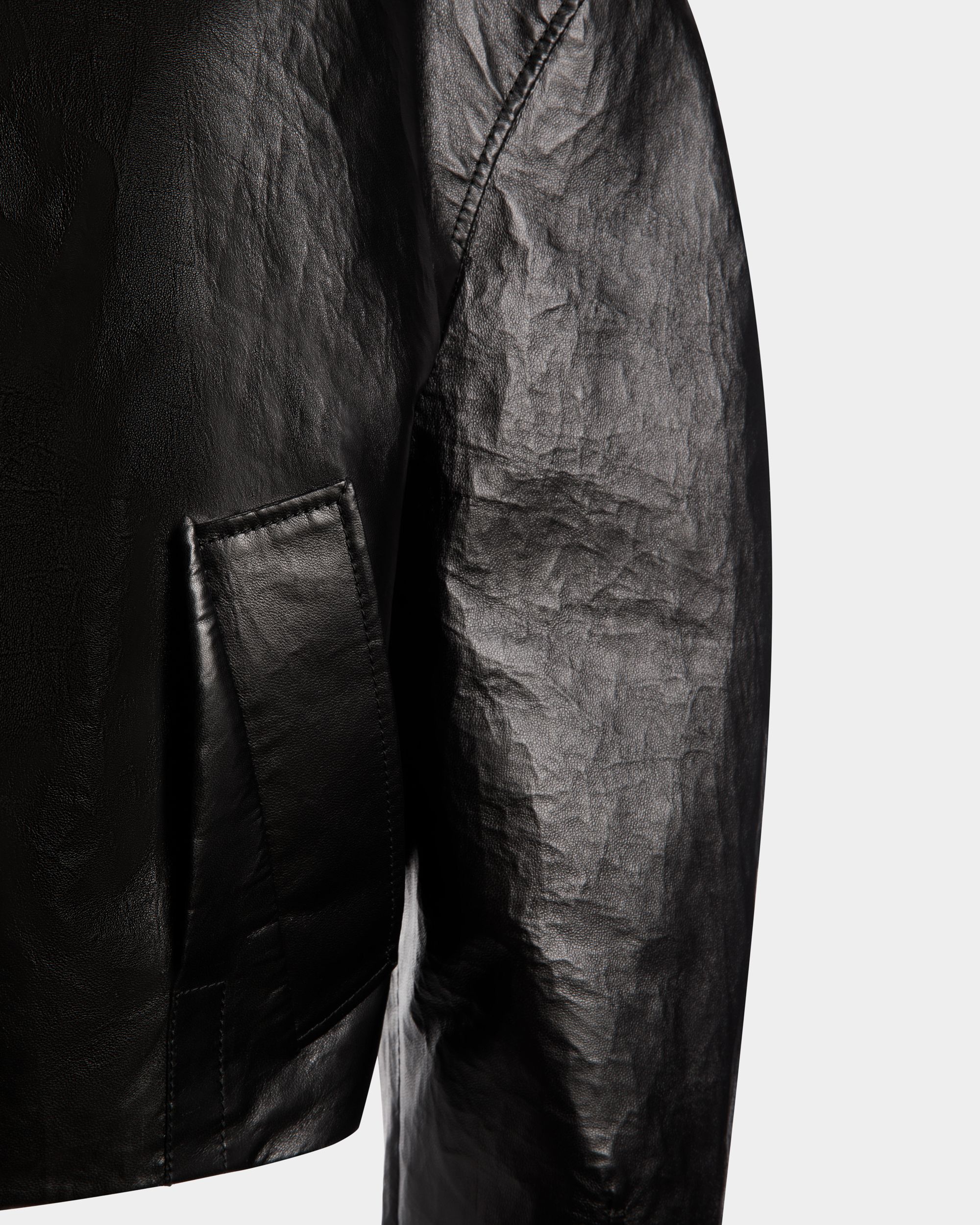 Blouson Bomber En Cuir Noir - Femme - Bally - 04