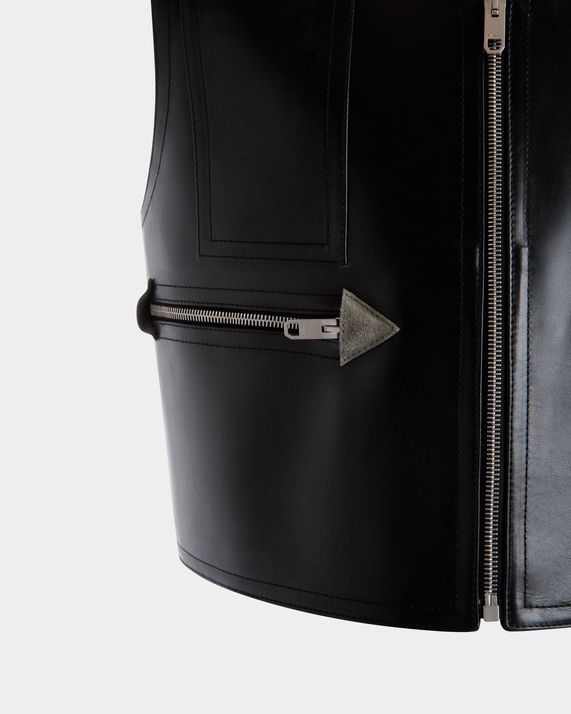 Gilet En Cuir Noir - Femme - Bally - 04
