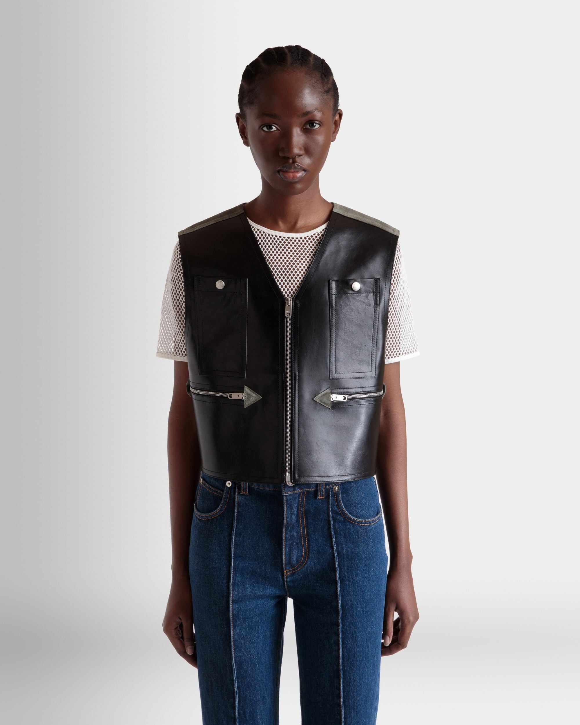 Gilet En Cuir Noir - Femme - Bally - 08