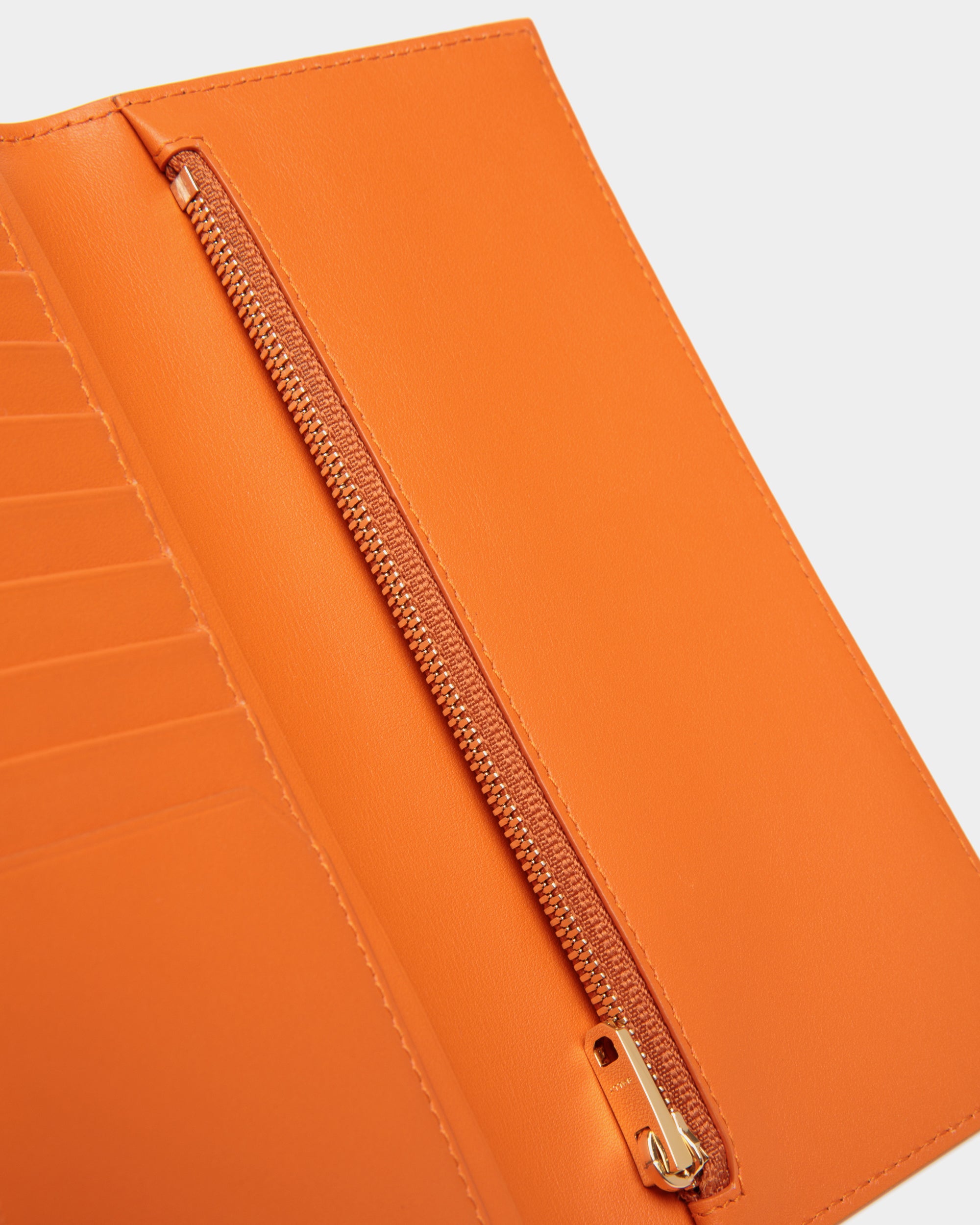 Portefeuille Long Lock Me En Cuir Grainé Koi Orange - Femme - Bally - 05