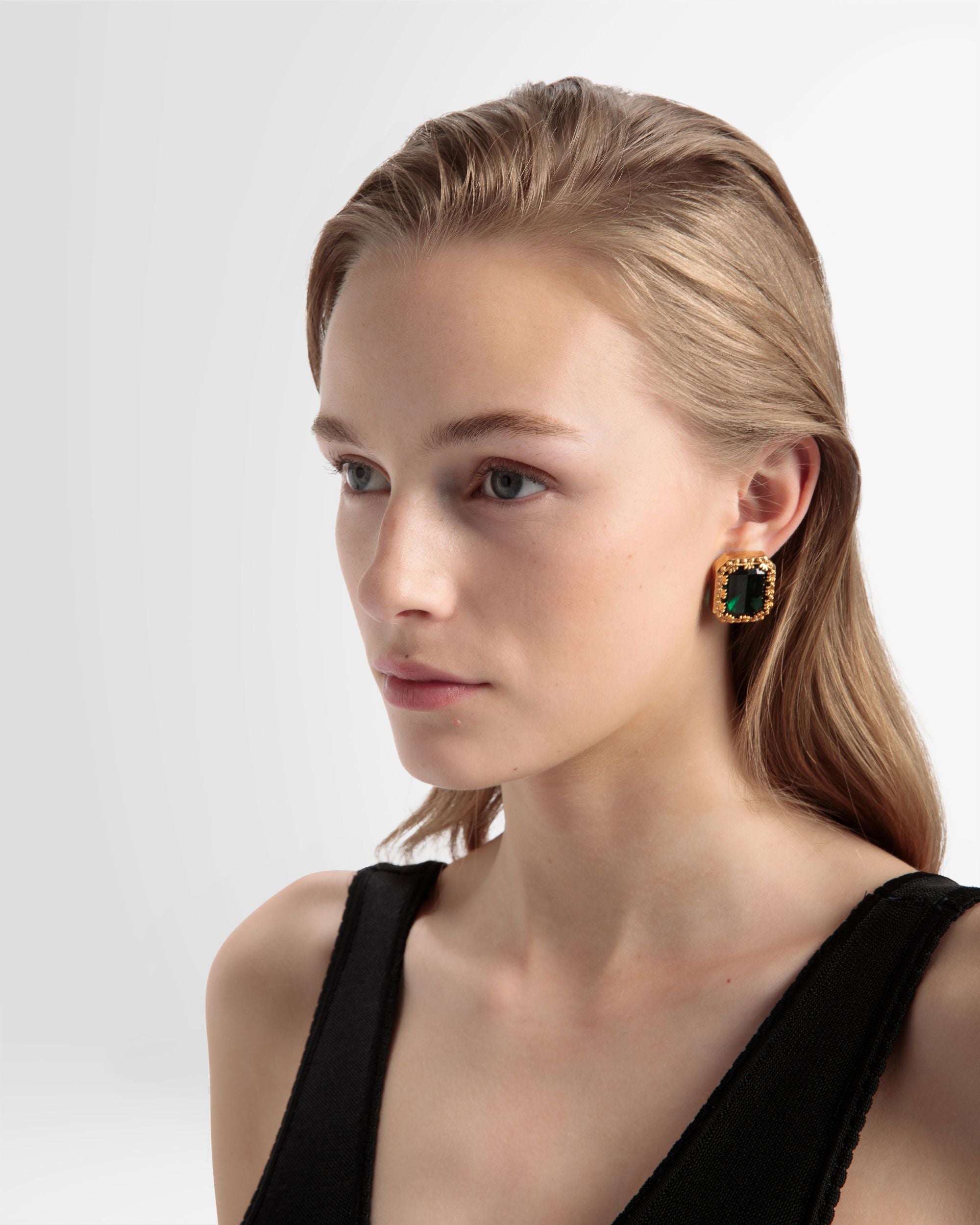 Boucles D’oreilles À Clip En Émeraude - Femme - Bally - 02