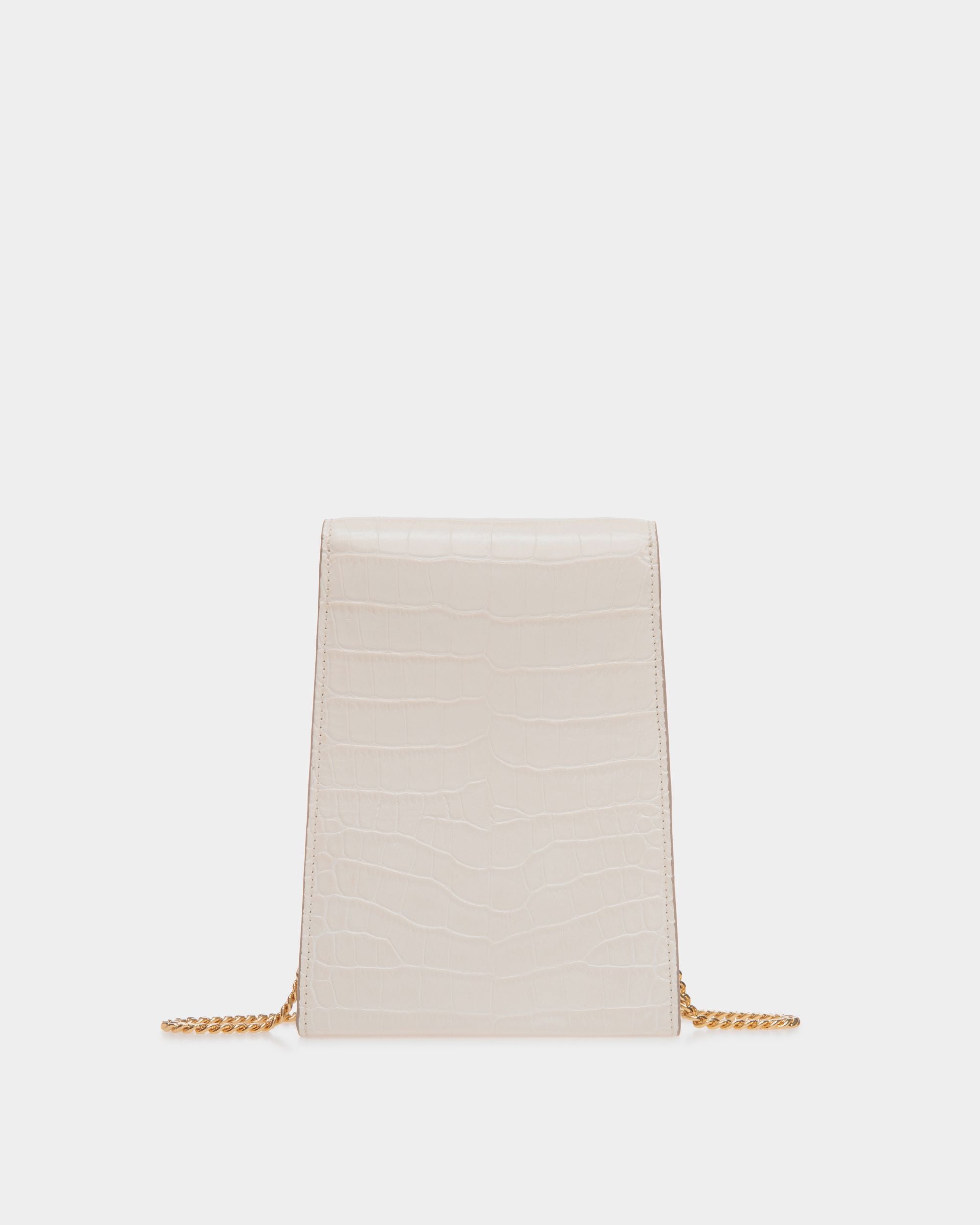 Sac Porte-Téléphone Tilt En Cuir Blanc Imprimé Crocodile - Femme - Bally - 02