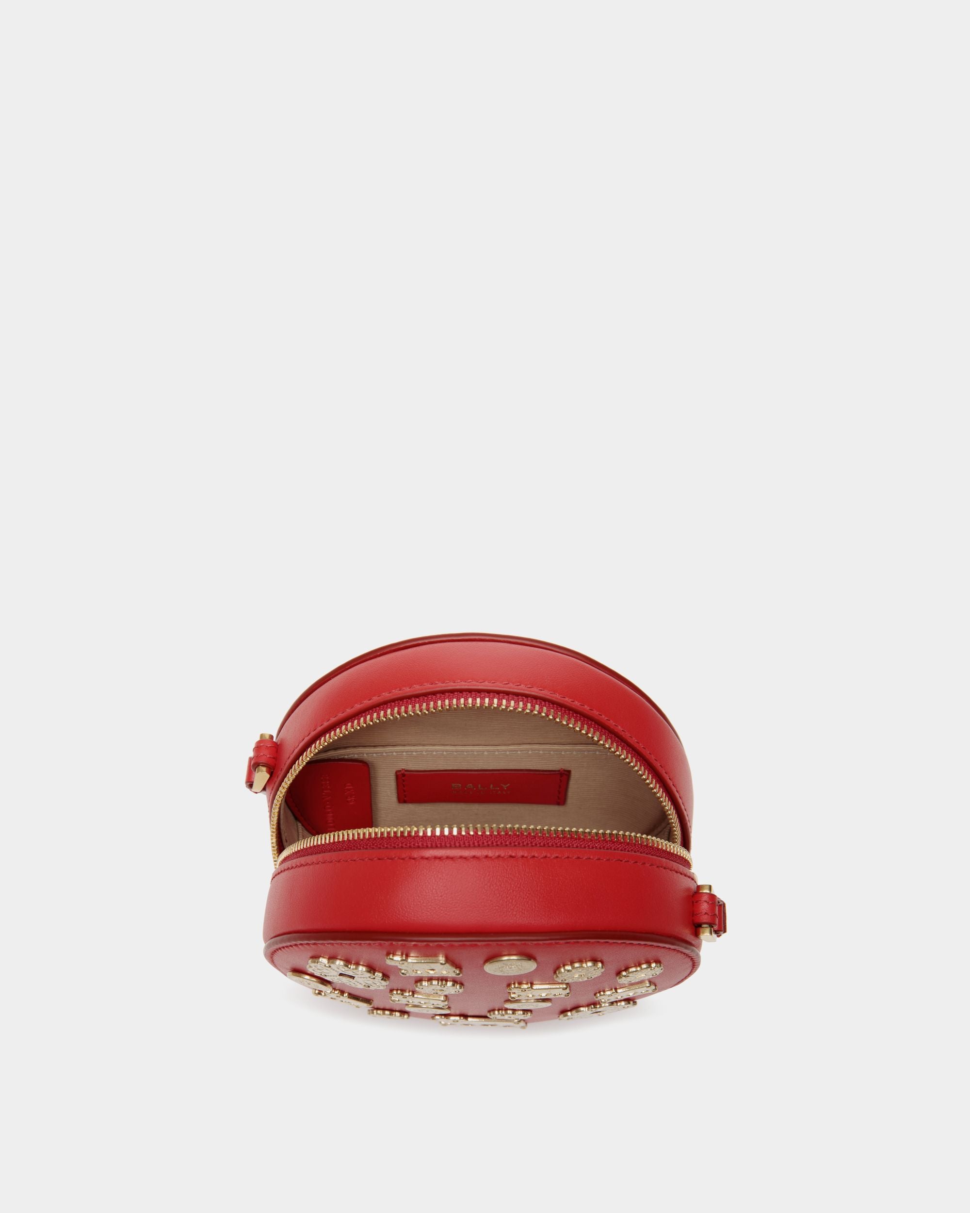 Mini Sac Rond Swissness Avec Clous En Cuir Candy Red - Femme - Bally - 03