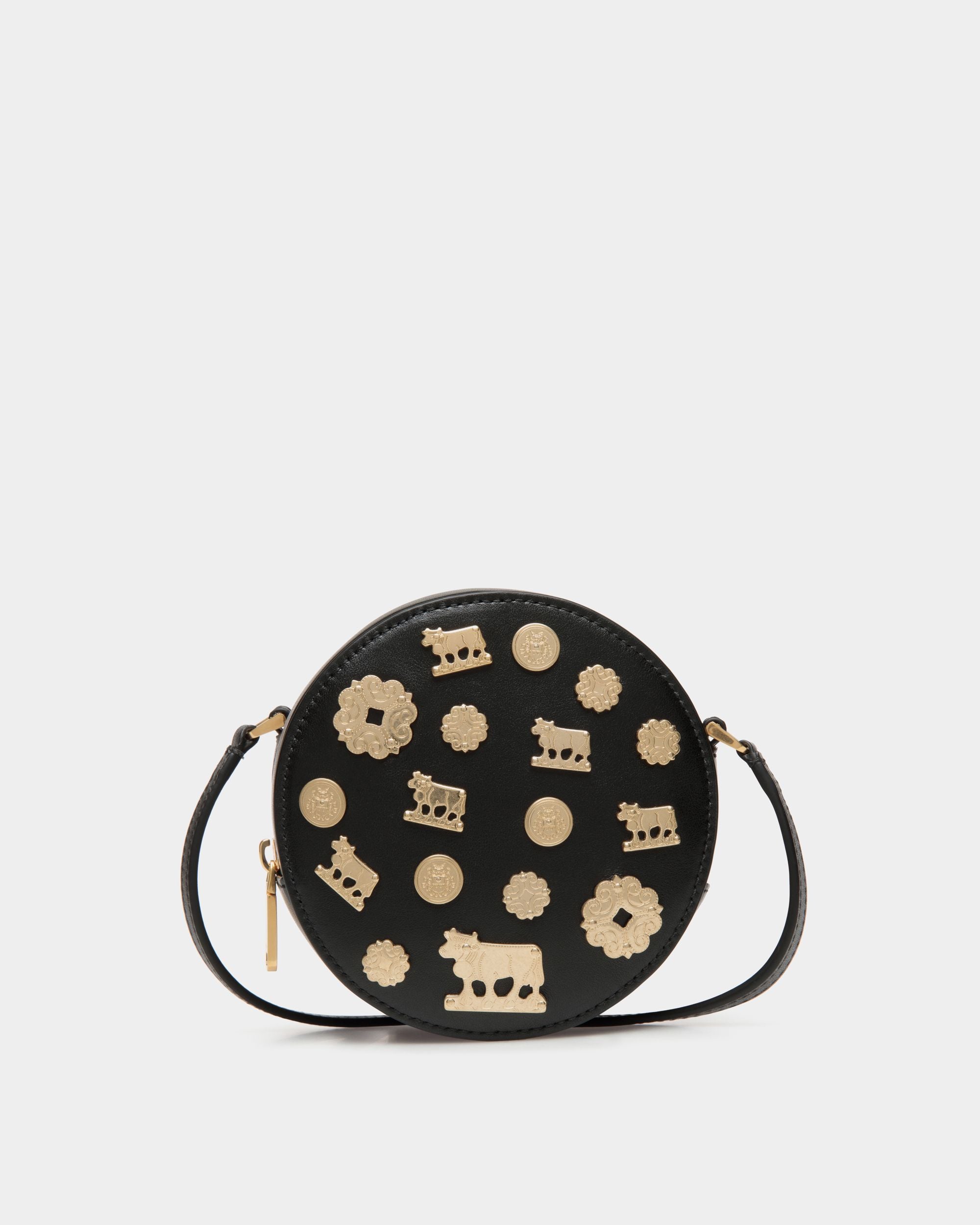 Mini Sac Rond Swissness Avec Clous En Cuir Noir - Femme - Bally - 01