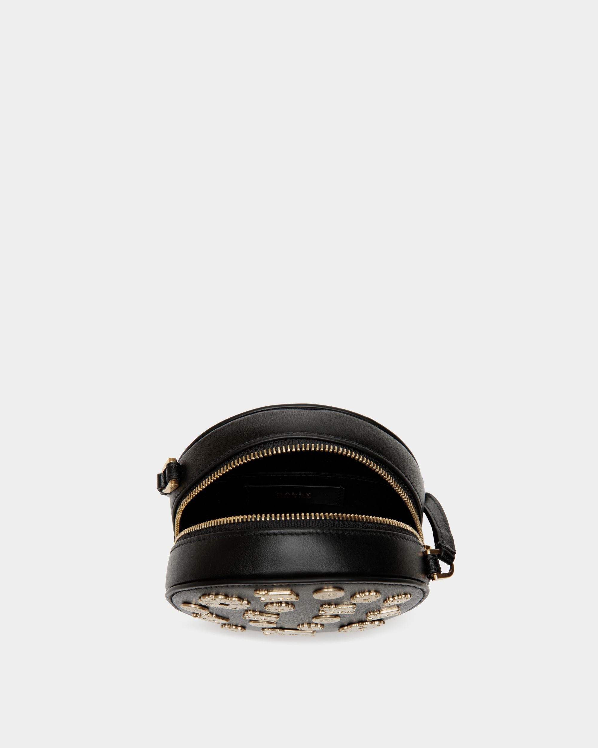 Mini Sac Rond Swissness Avec Clous En Cuir Noir - Femme - Bally - 03