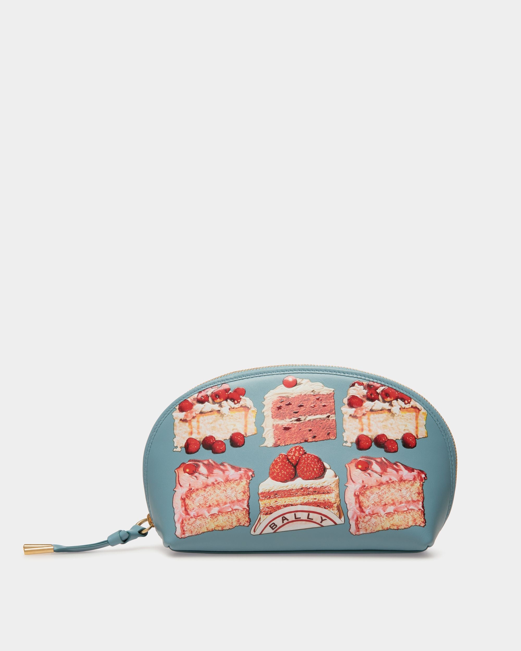 Pochette En Cuir Medium Blue Avec Imprimé Bally Cake - Femme - Bally - 01