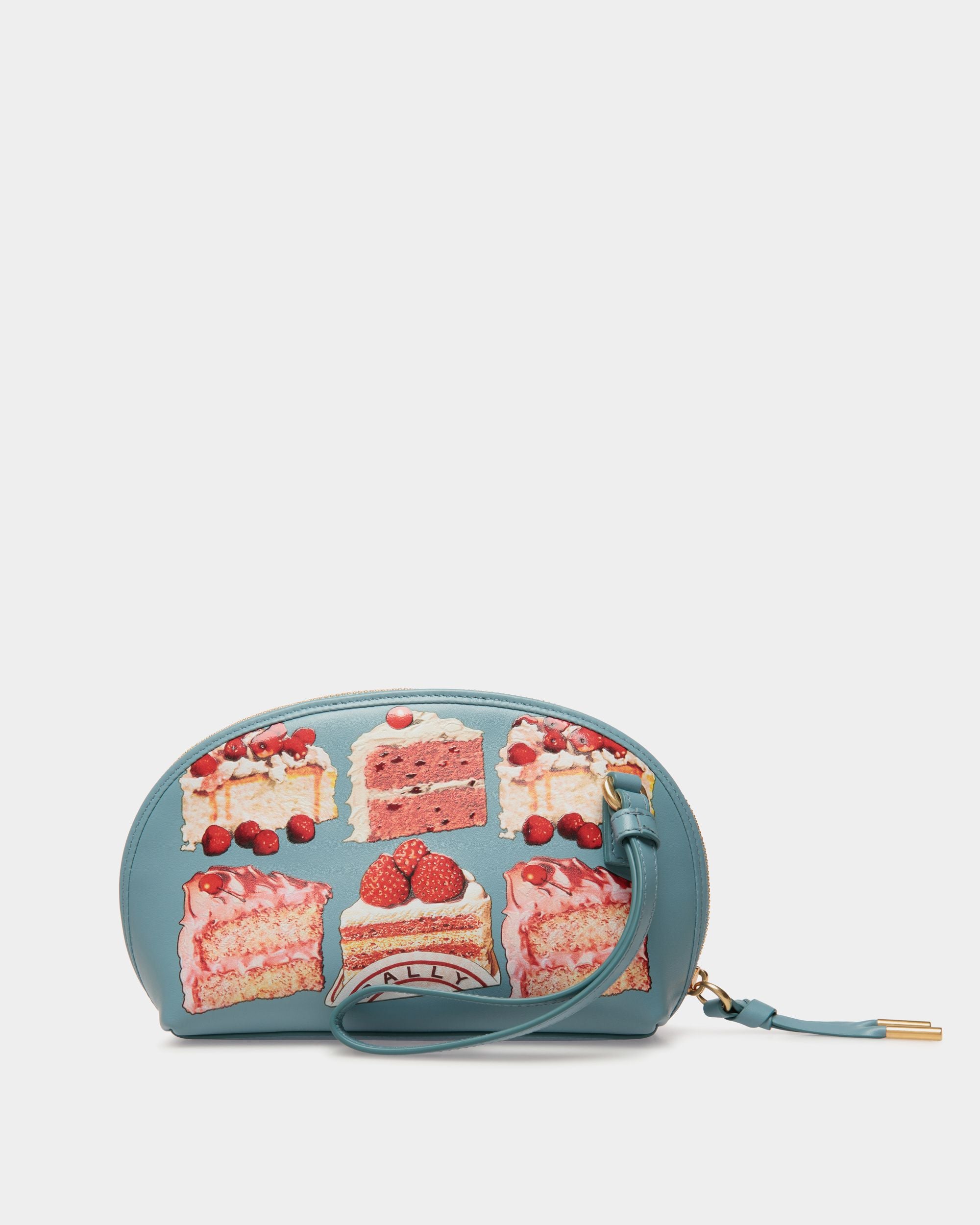 Pochette En Cuir Medium Blue Avec Imprimé Bally Cake - Femme - Bally - 02